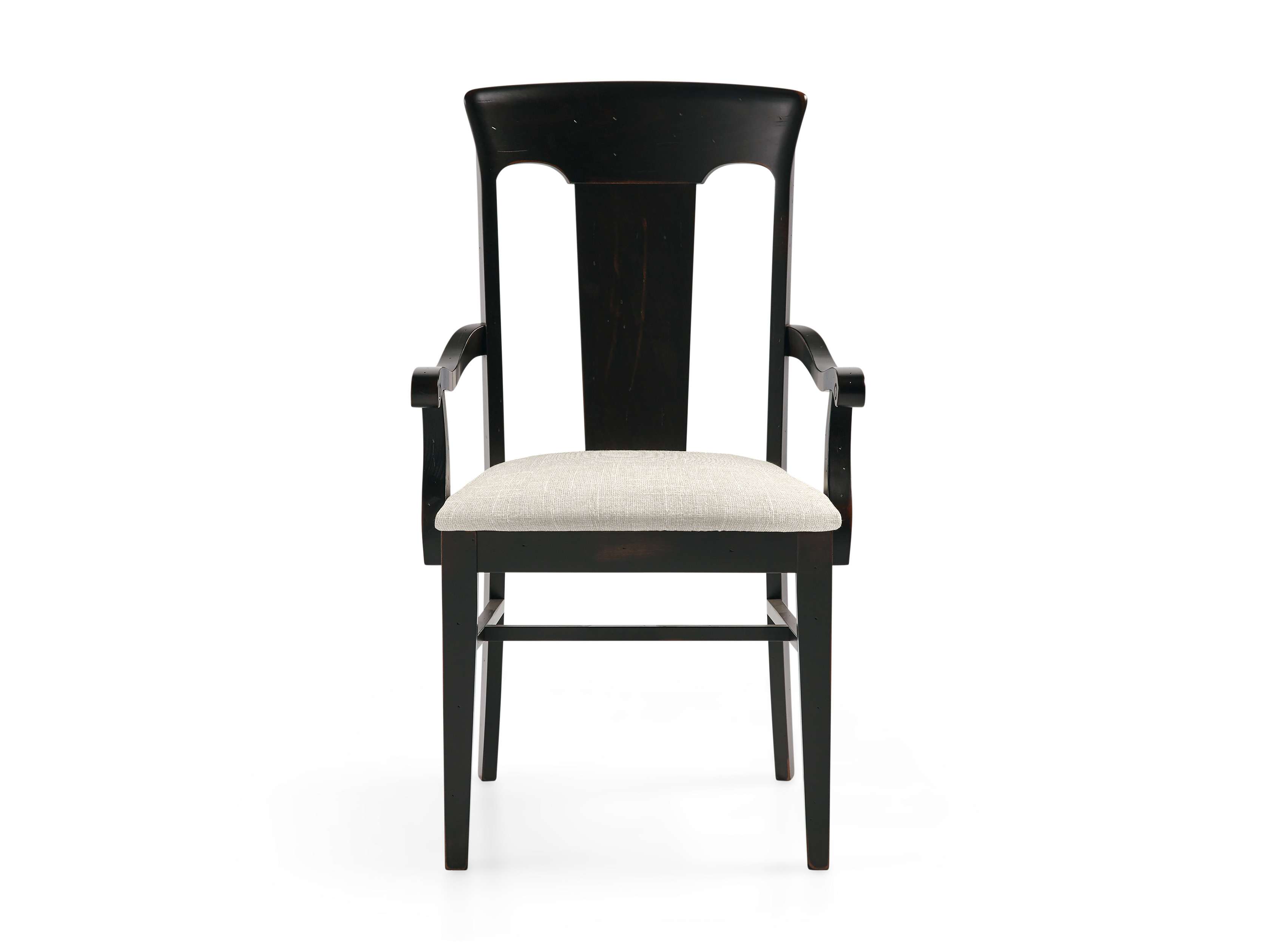 Holmes 22" Dining Arm Chair With Upholstered Seat In Aged Black, slide 1 of 7