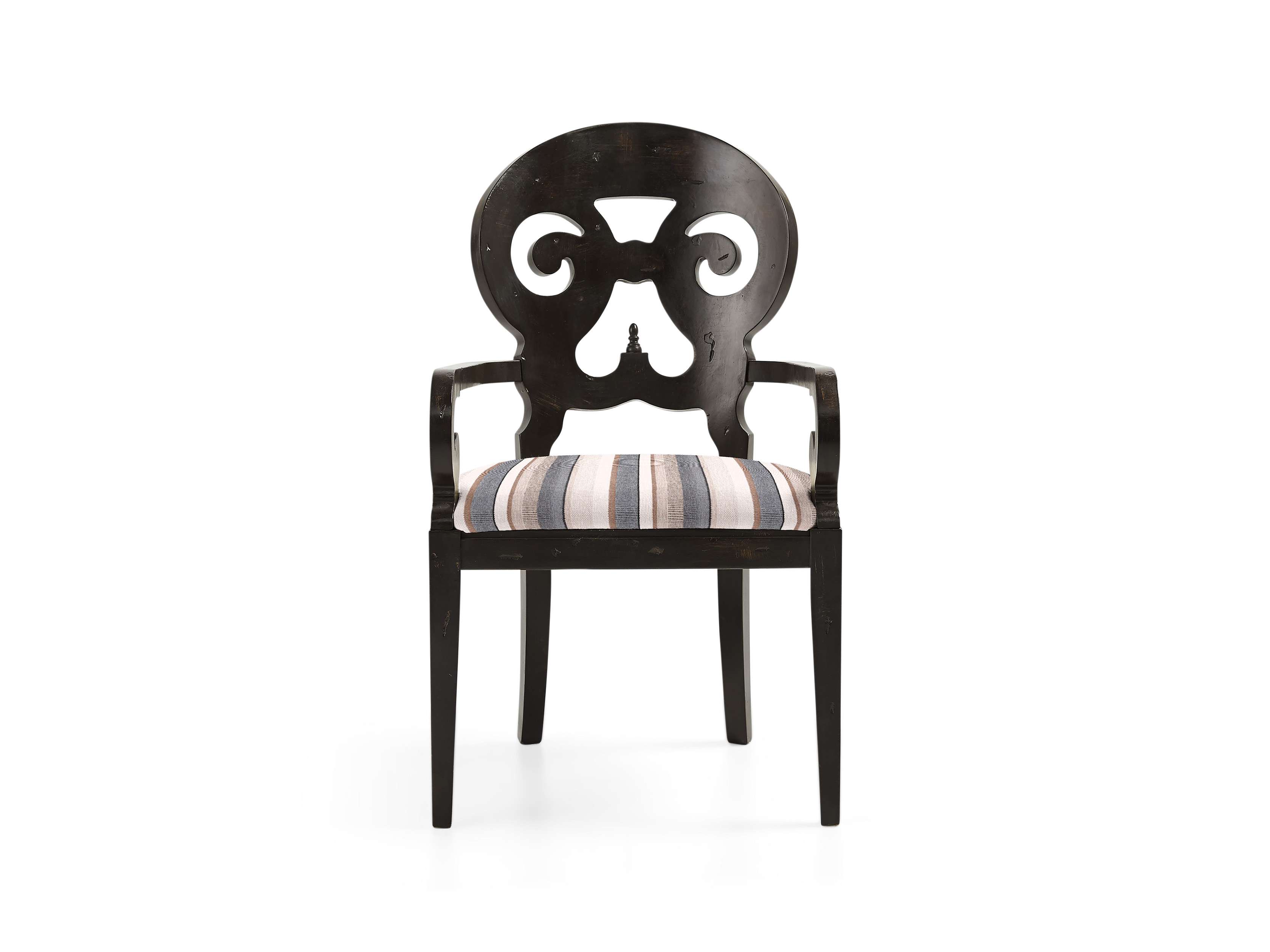 Jordan 25" Dining Arm Chair Upholstered in Worn Black