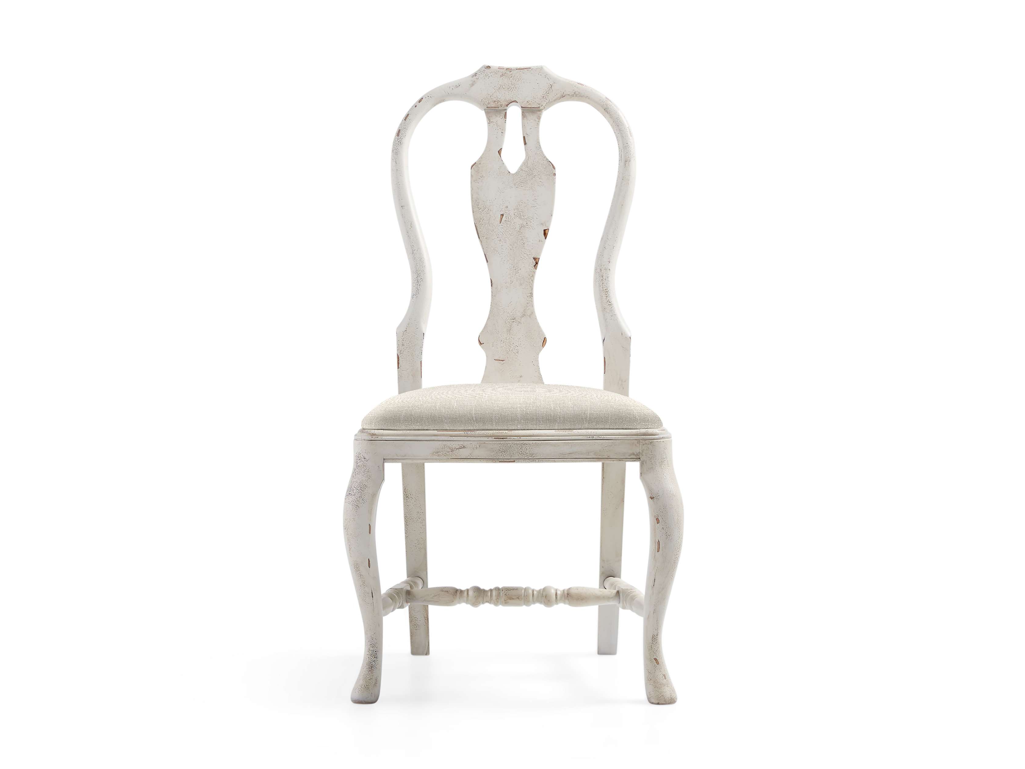 Regina 22" Bell'Arte Dining Side Chair with Upholstered Seat in Antico Bianco