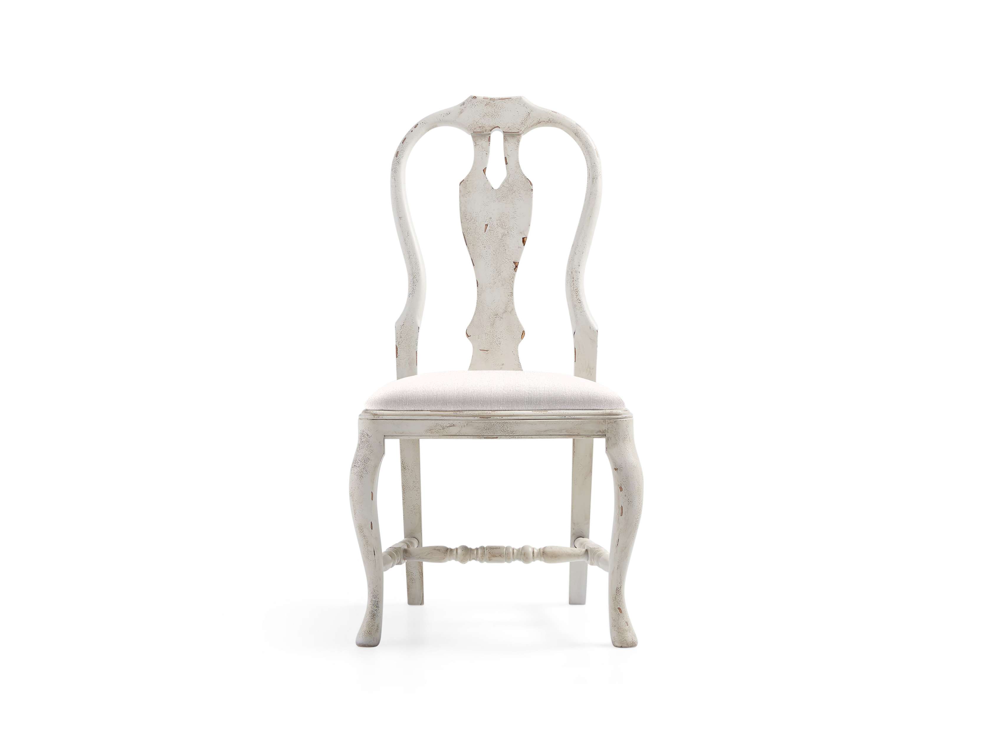 Regina 22" Bell'Arte Dining Side Chair with Upholstered Seat in Antico Bianco