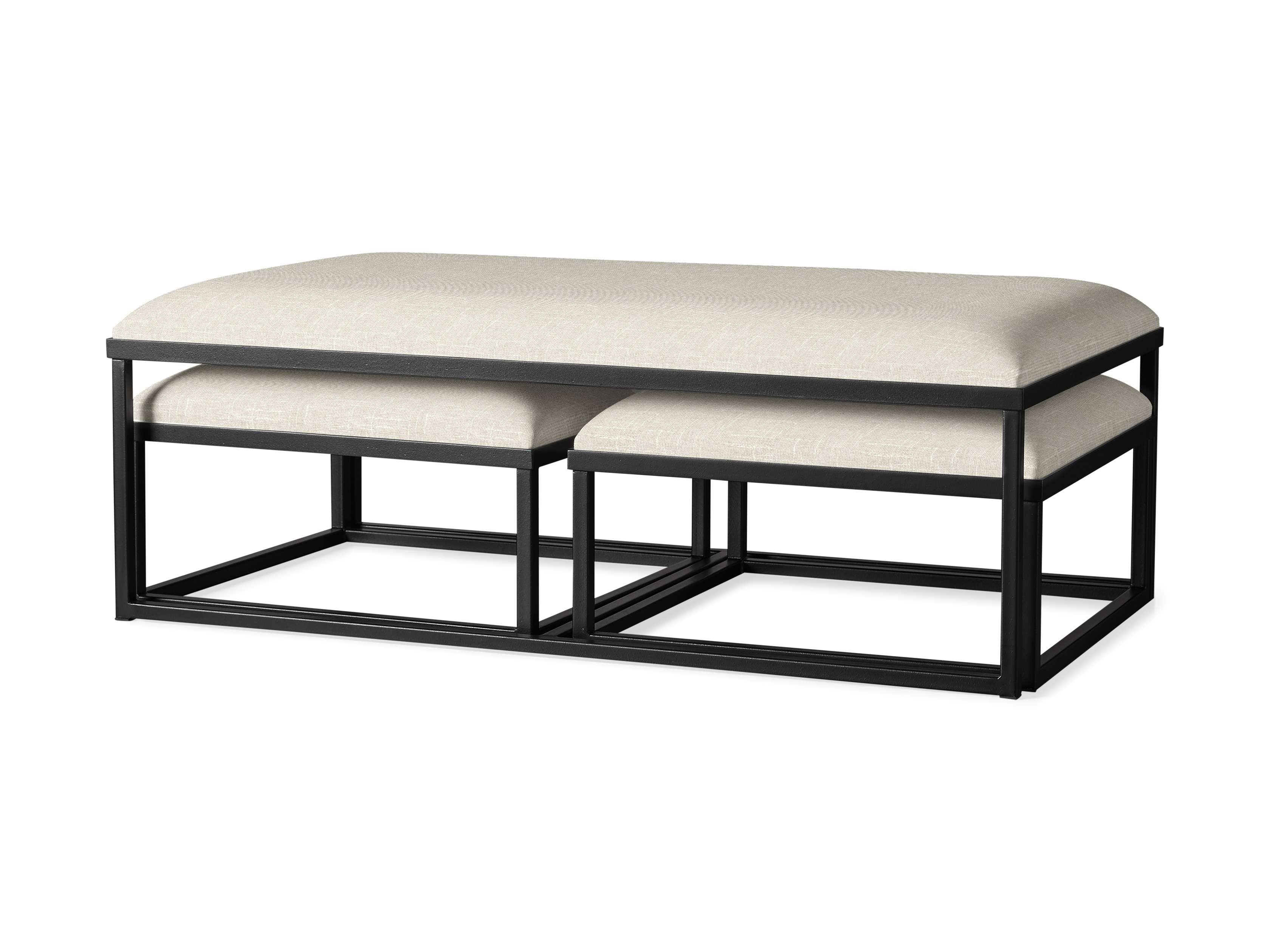 Palmer Upholstered 53" Rectangle Nesting Coffee Table in Black Base, slide 1 of 5
