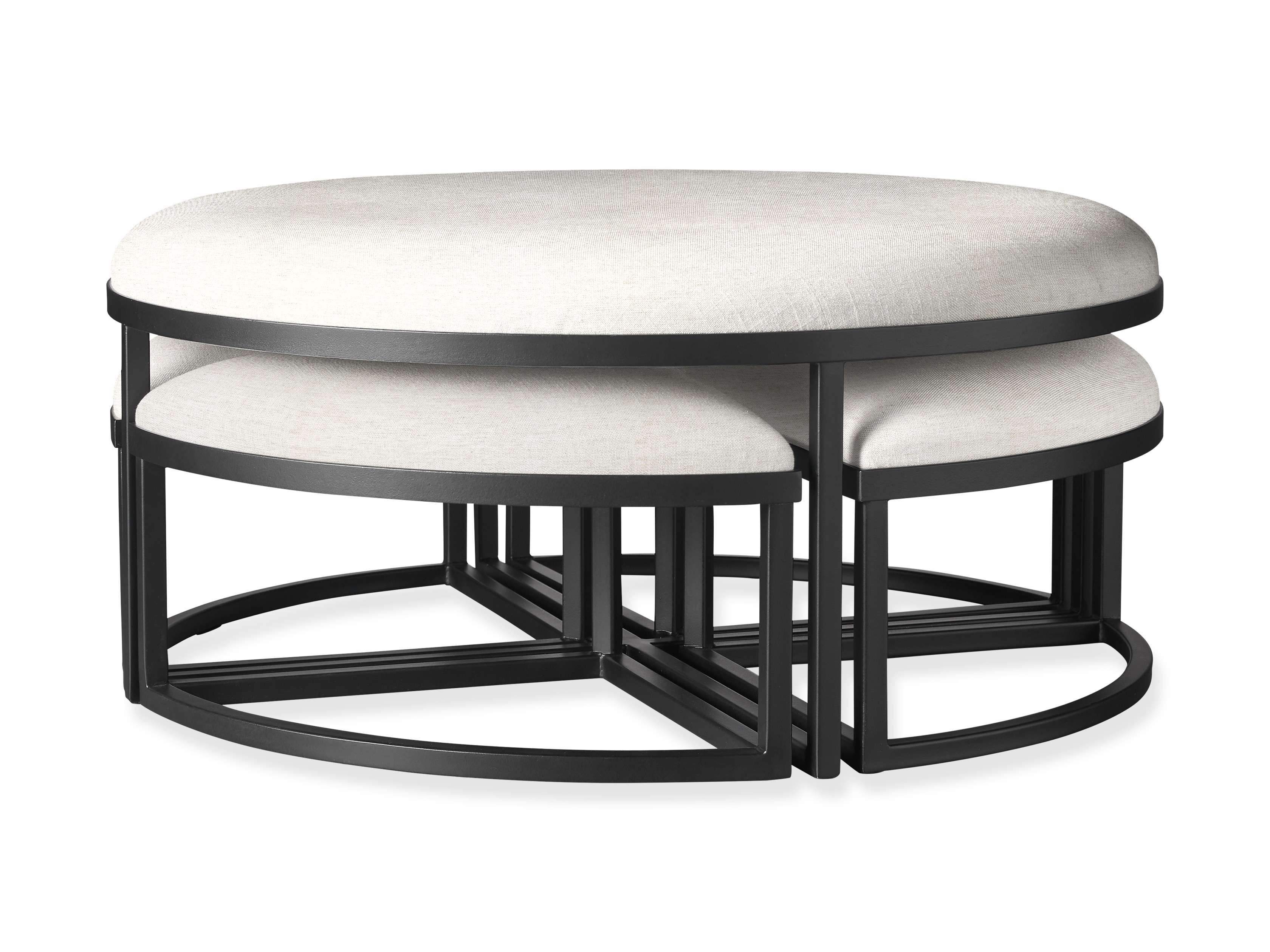 Palmer Upholstered 42" Round Nesting Coffee Table in Black Base, slide 1 of 6