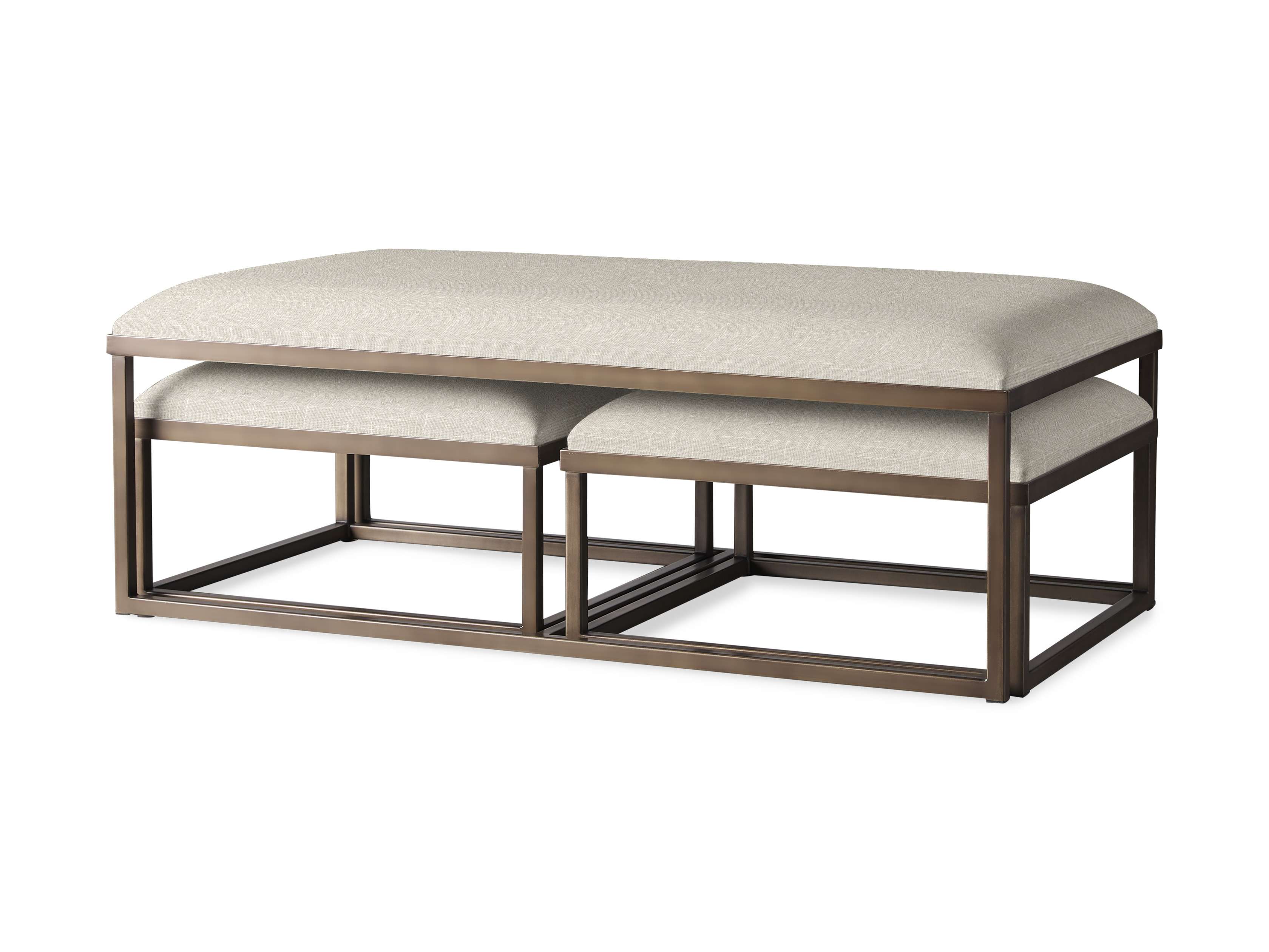 Palmer Upholstered 53" Rectangle Nesting Coffee Table in Antique Brass, slide 1 of 5