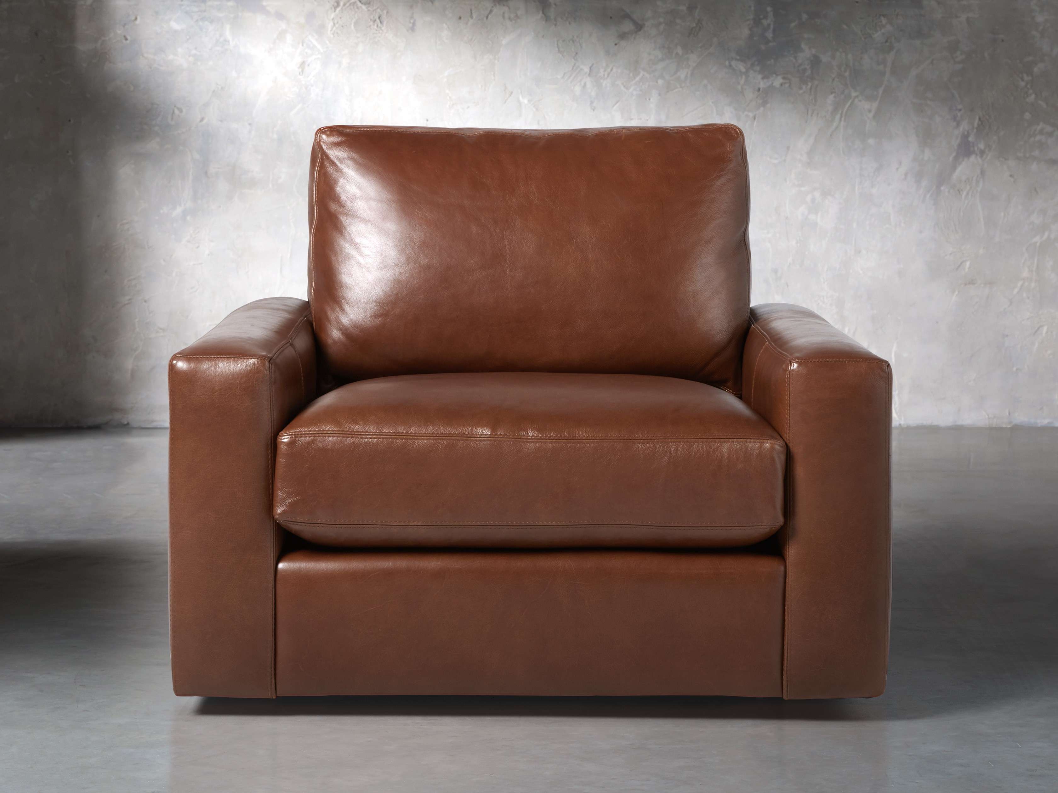 Remington Petite Leather Swivel Chair Arhaus