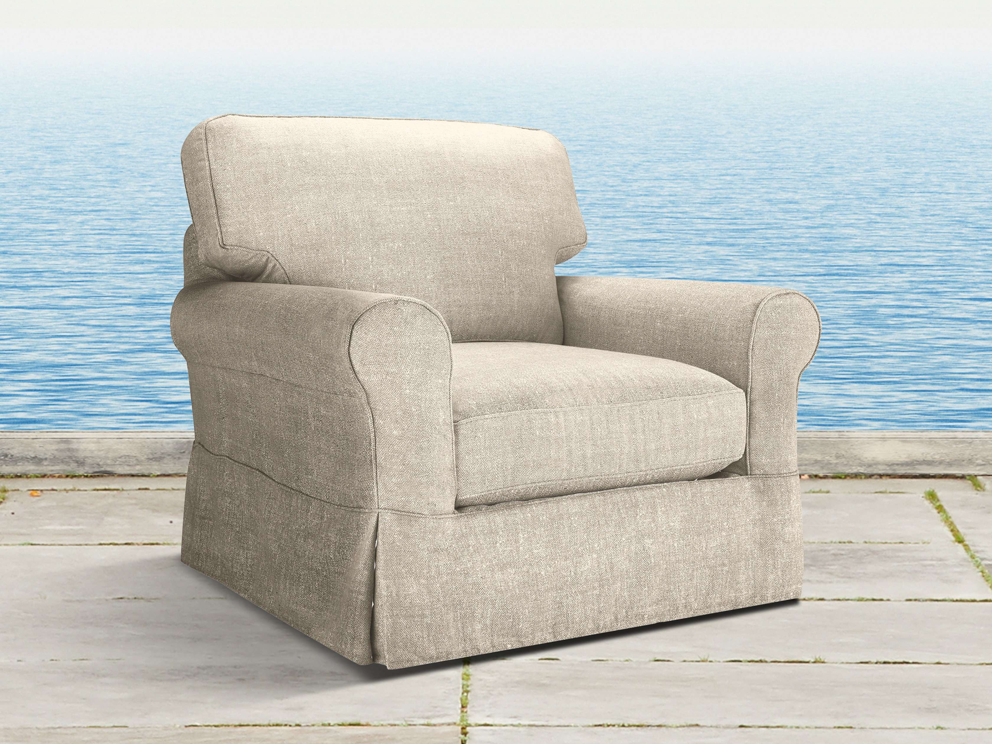 Baldwin Outdoor 44" Slipcovered Swivel Chair