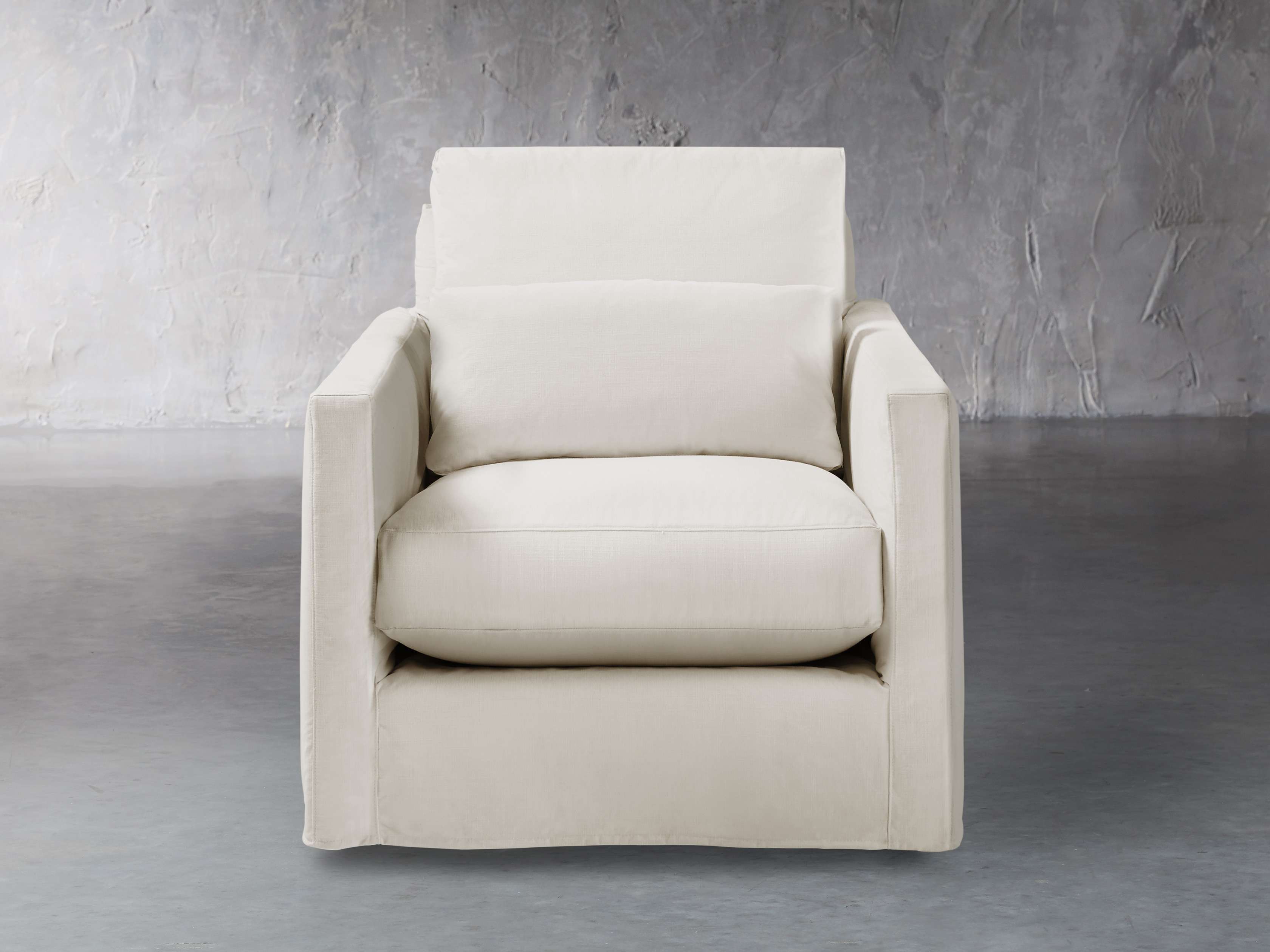 Pollack 37" Slipcovered Swivel Chair, slide 1 of 6
