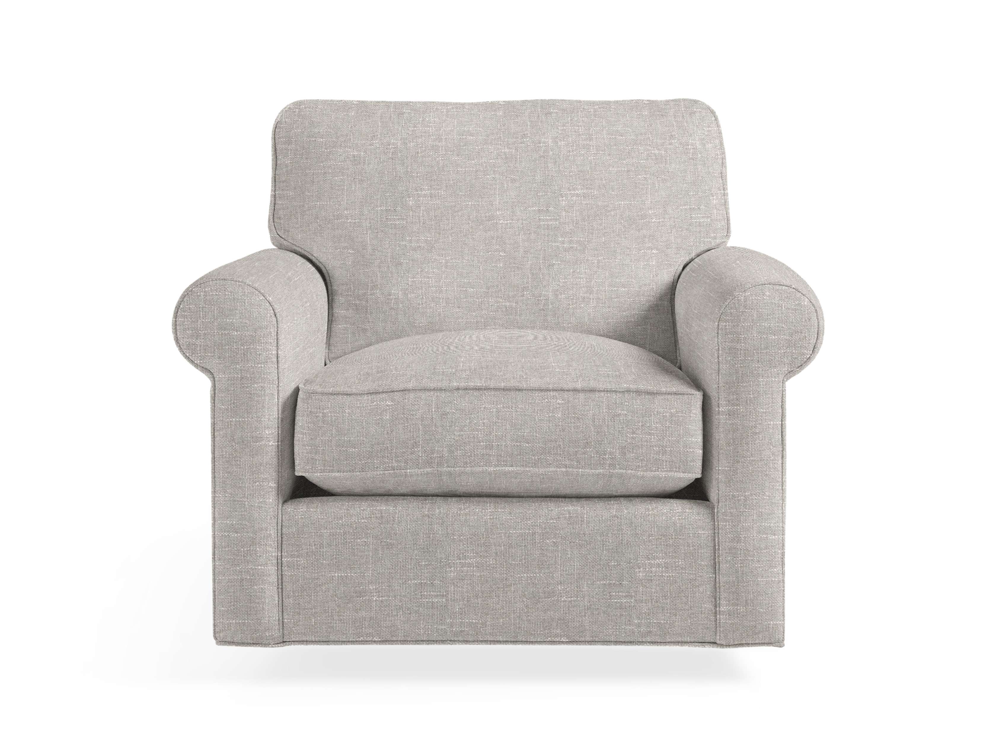 Baldwin No Skirt Upholstered 44" Swivel Chair, slide 1 of 7