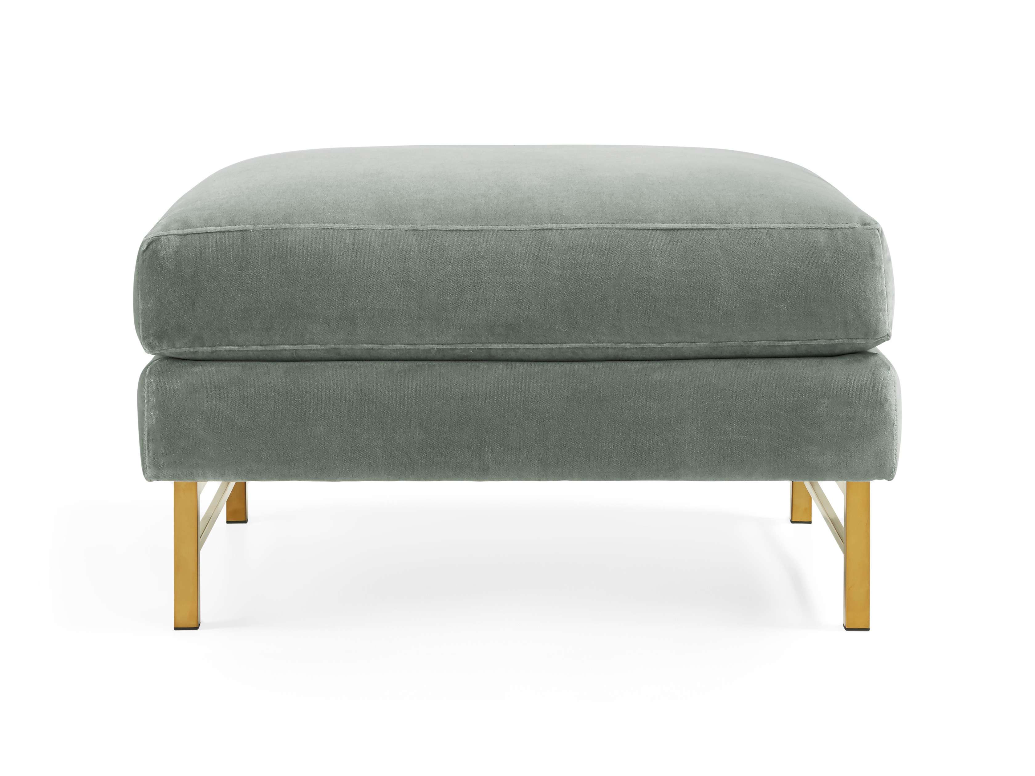 Hayden Upholstered 31" Satin Brass Ottoman, slide 1 of 3