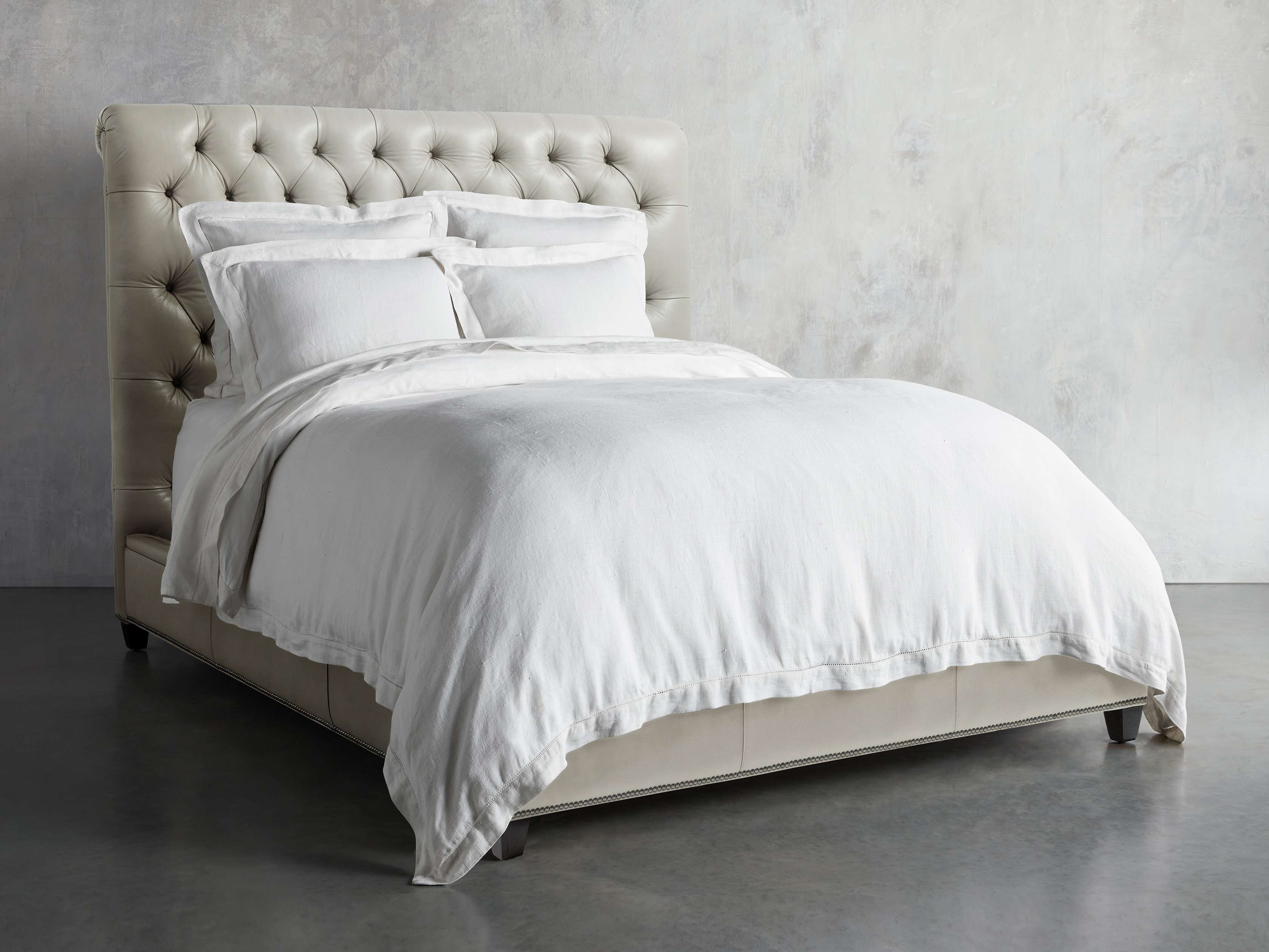 Nolan 61" Leather Tufted Queen Bed, slide 1 of 6