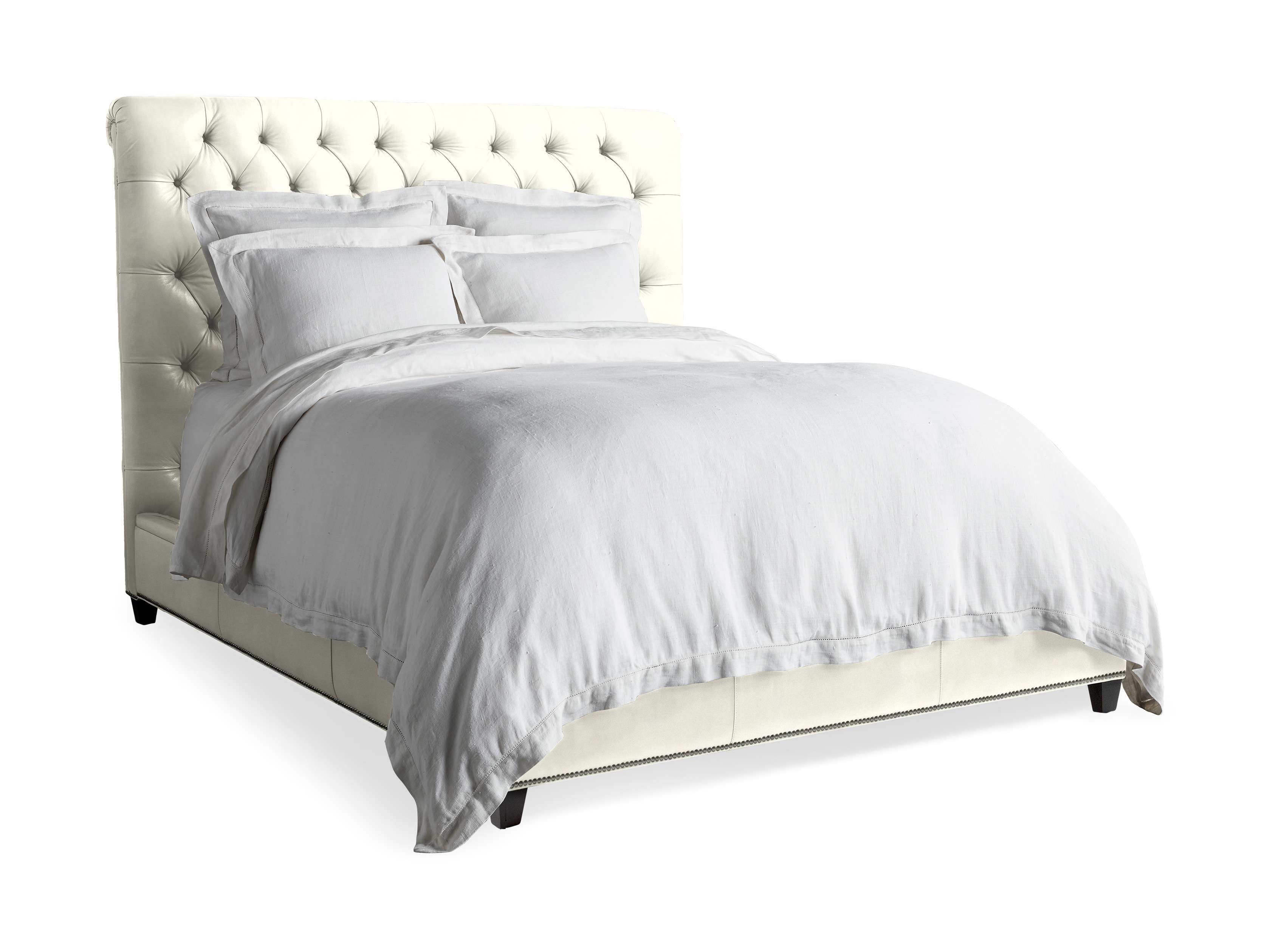 Nolan 61" Leather Tufted Queen Bed, slide 1 of 6