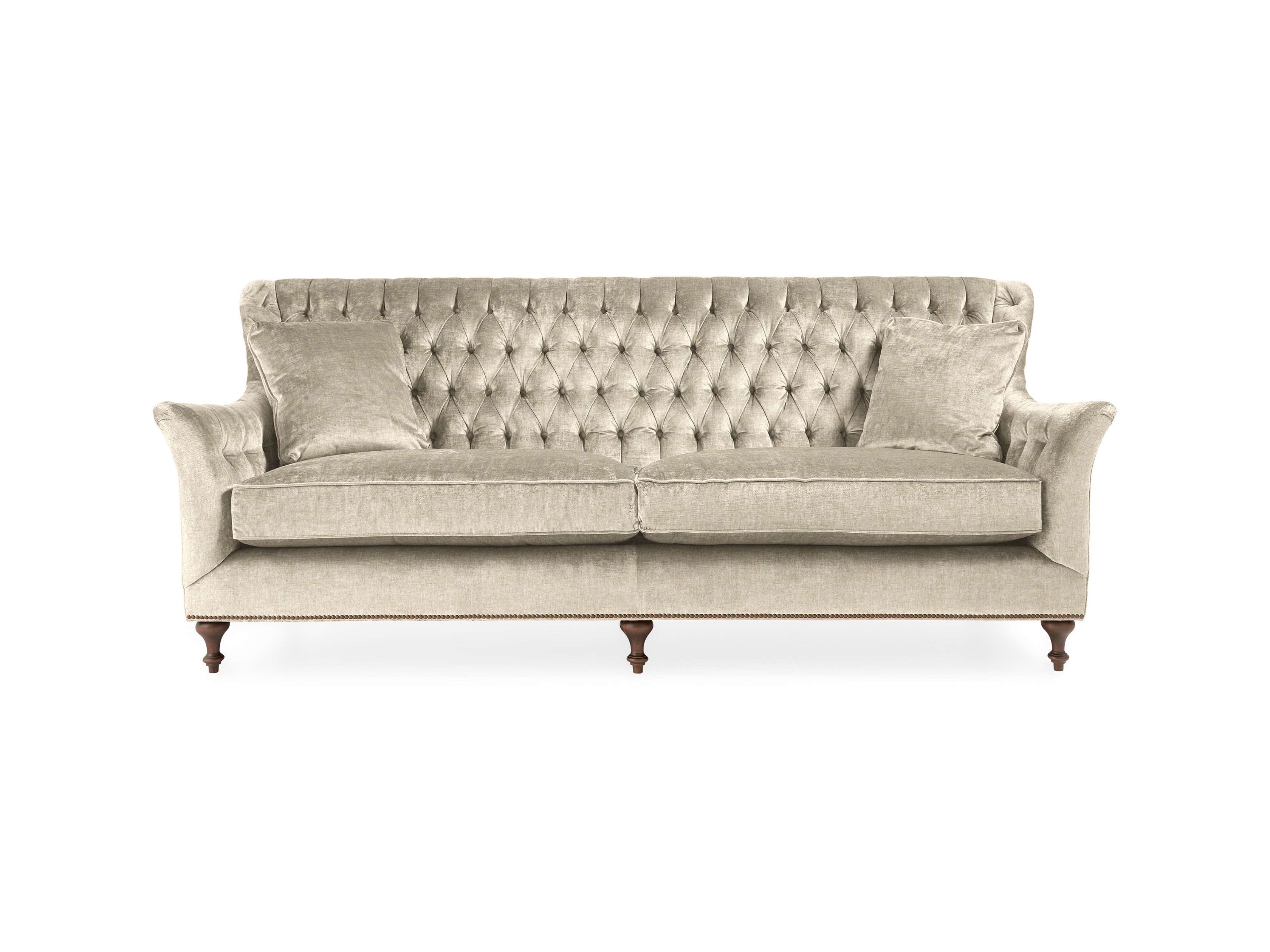 Fiona Cushion 97" Upholstered Tufted Sofa in Brussels Rosewood, slide 1 of 8