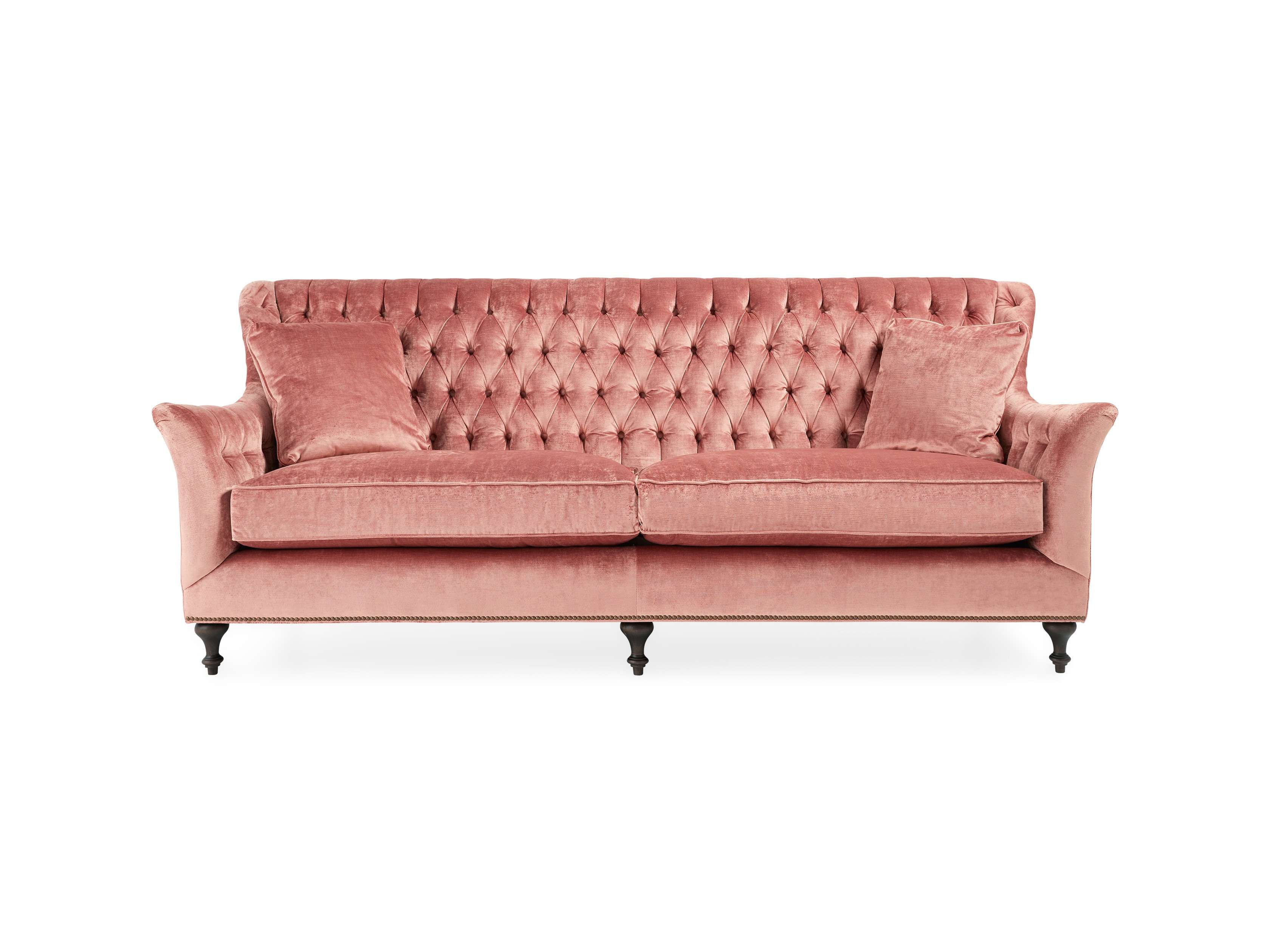 Fiona Cushion 97" Upholstered Tufted Sofa in Brussels Rosewood, slide 1 of 8