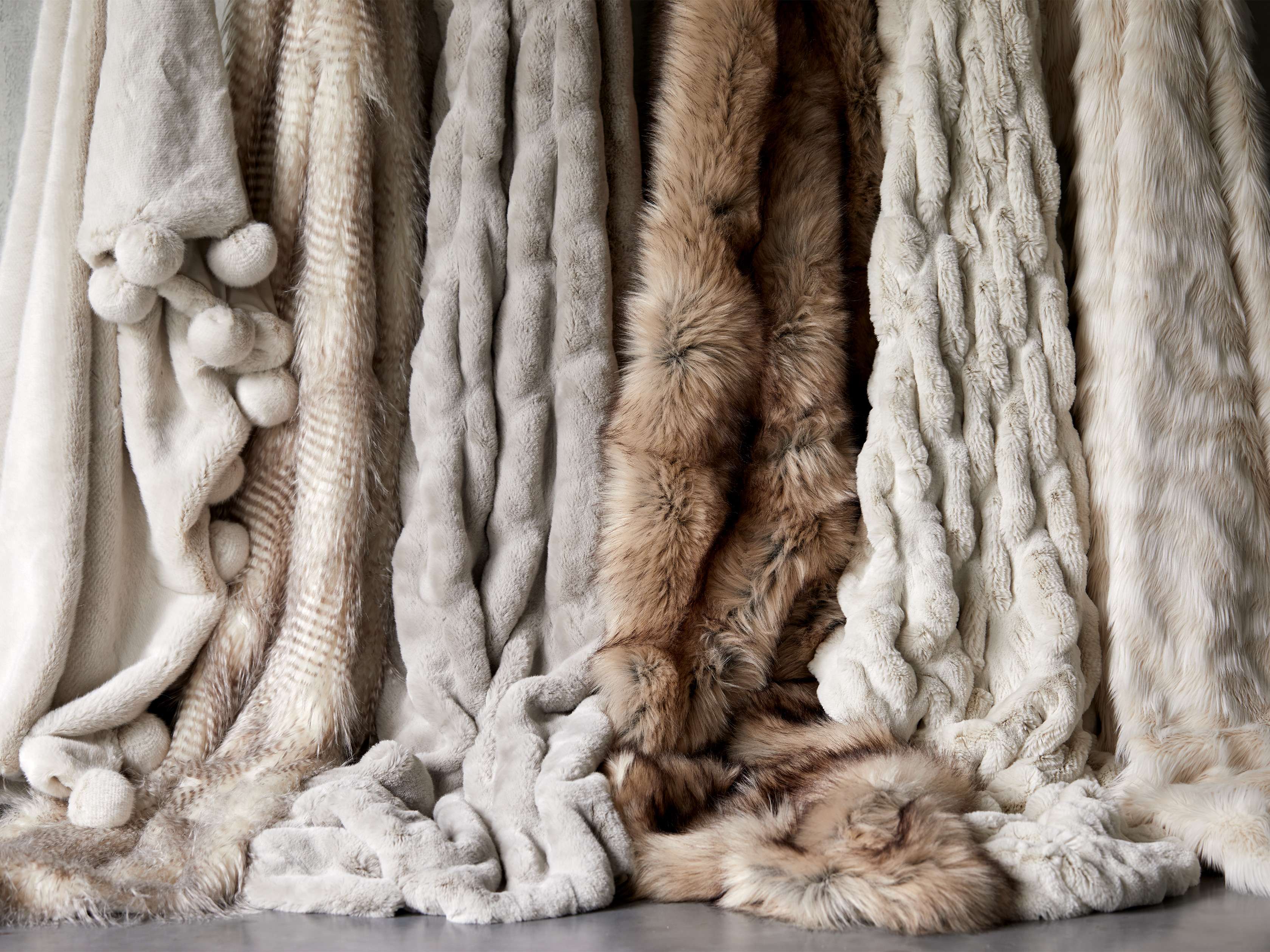 Taupe Faux Fur Throw
