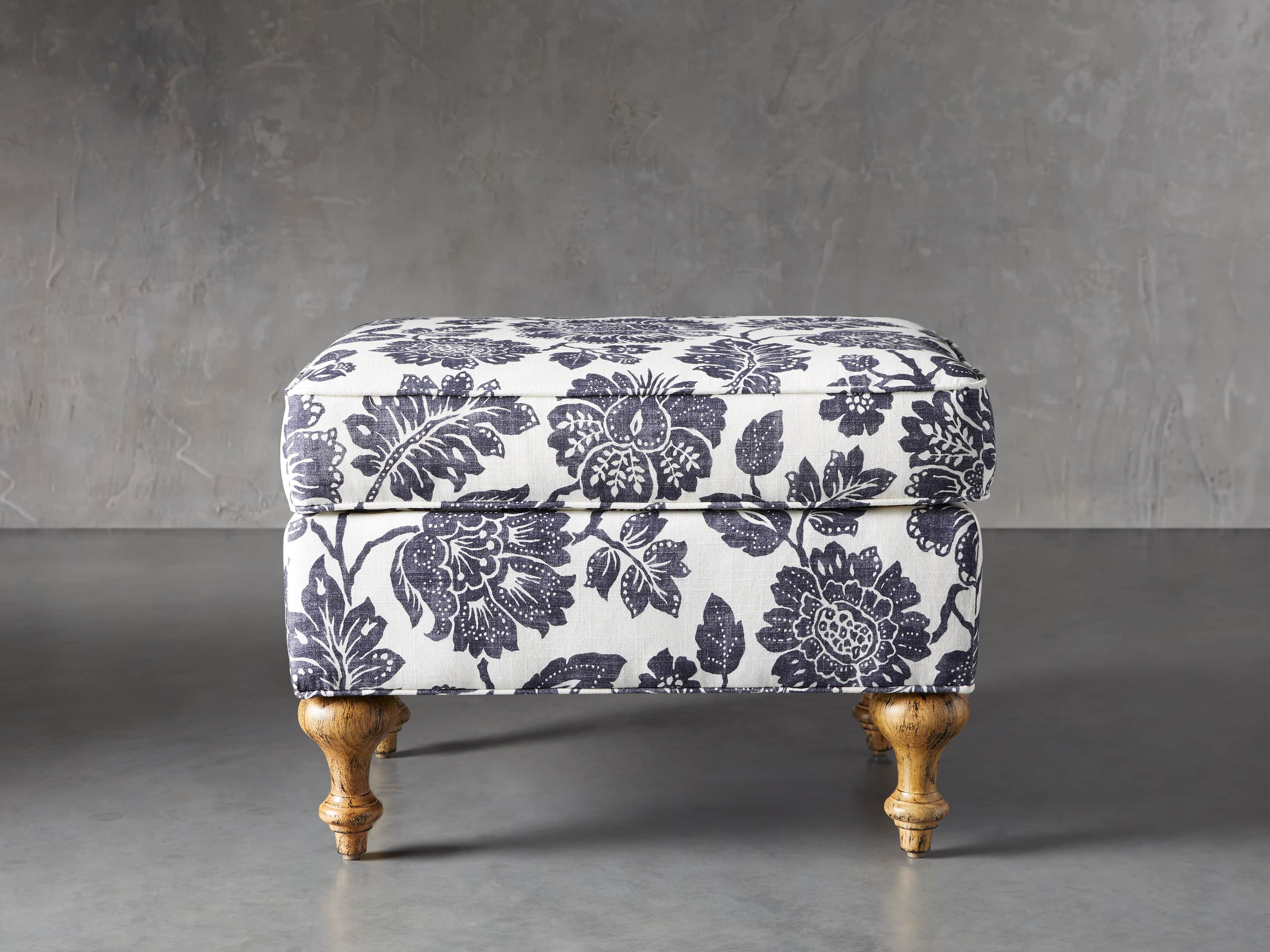 Rio Upholstered 24" Ottoman in Raquel Slate, slide 1 of 8