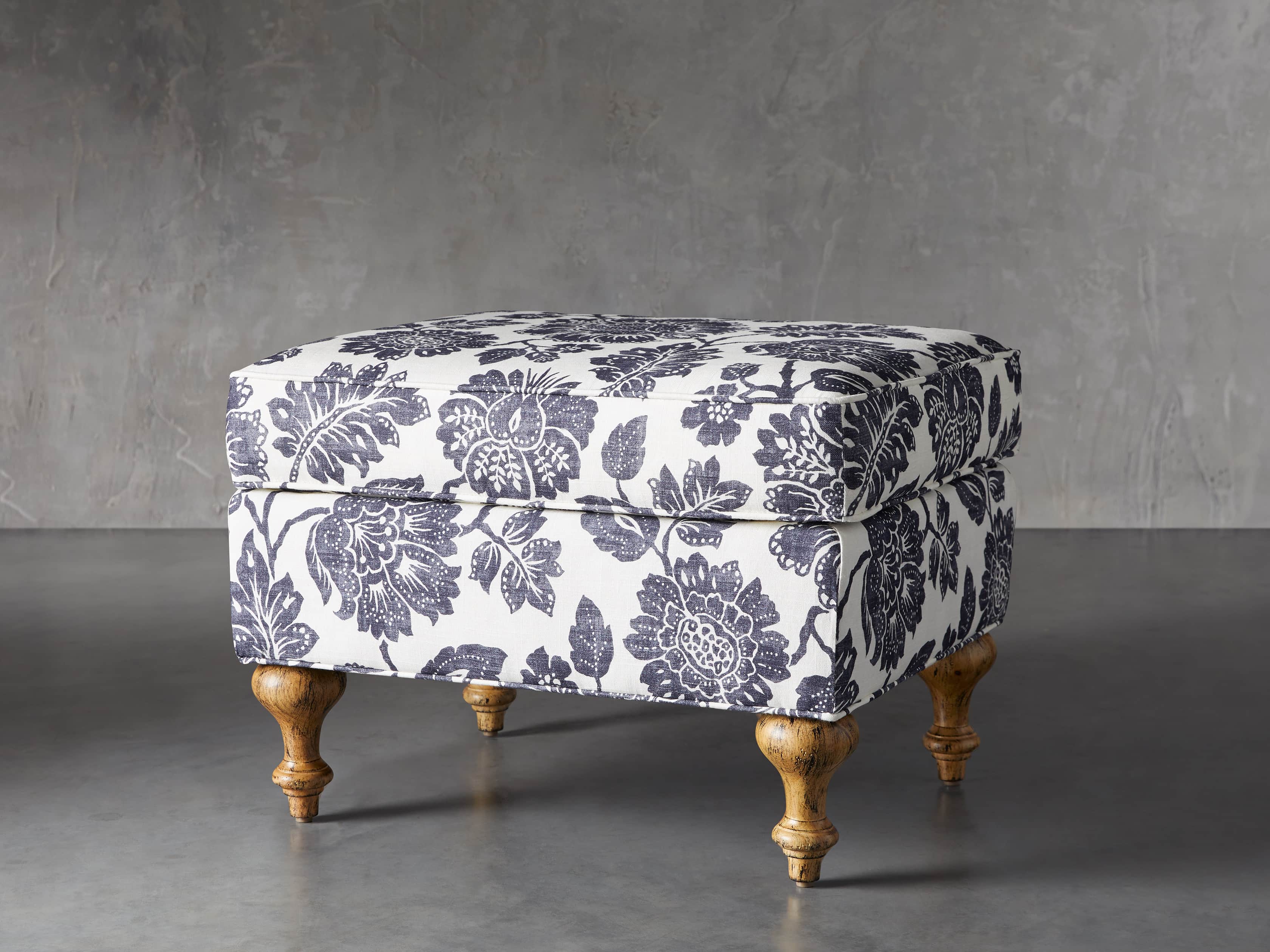 Rio Upholstered 24" Ottoman in Raquel Slate, slide 2 of 8