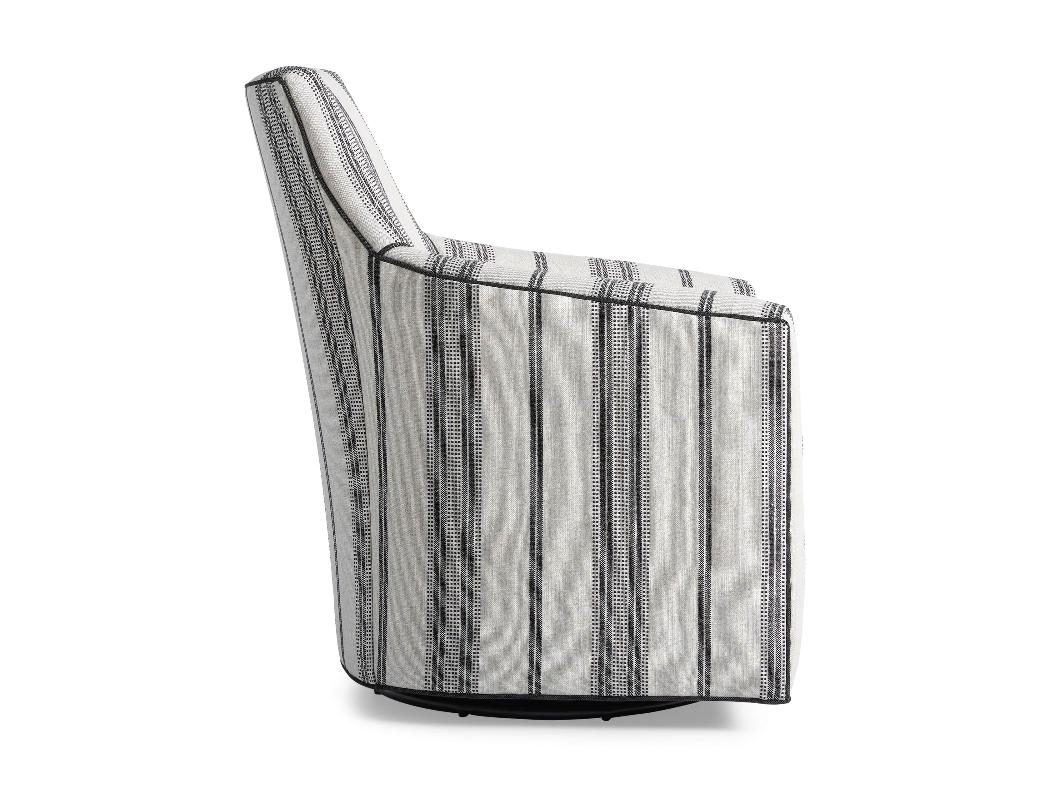 Juniper Upholstered 29" Swivel Chair in Sofie Chia with Cory Onyx Welt, slide 3 of 4