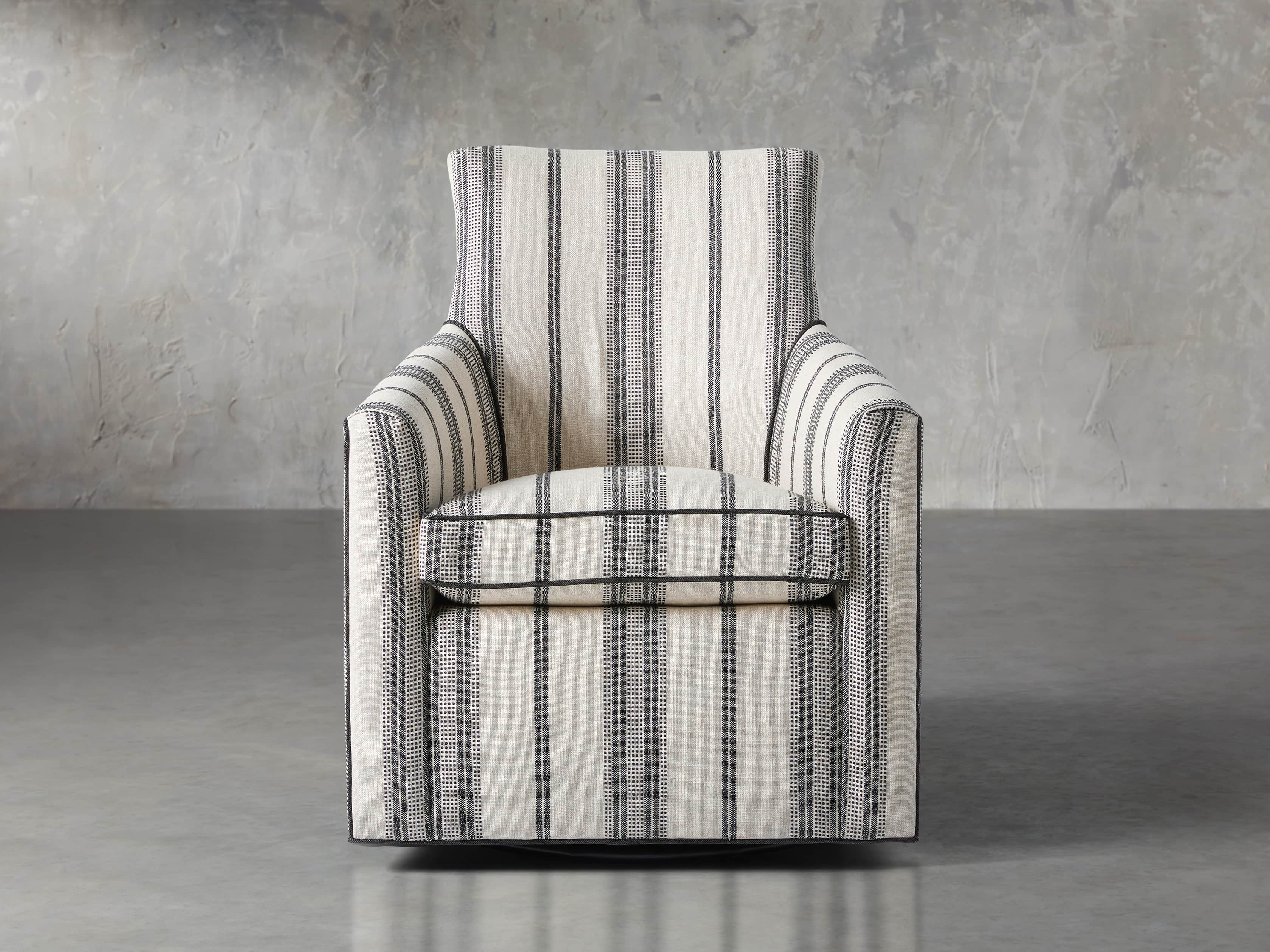Juniper Upholstered 29" Swivel Chair in Sofie Chia with Cory Onyx Welt, slide 1 of 4