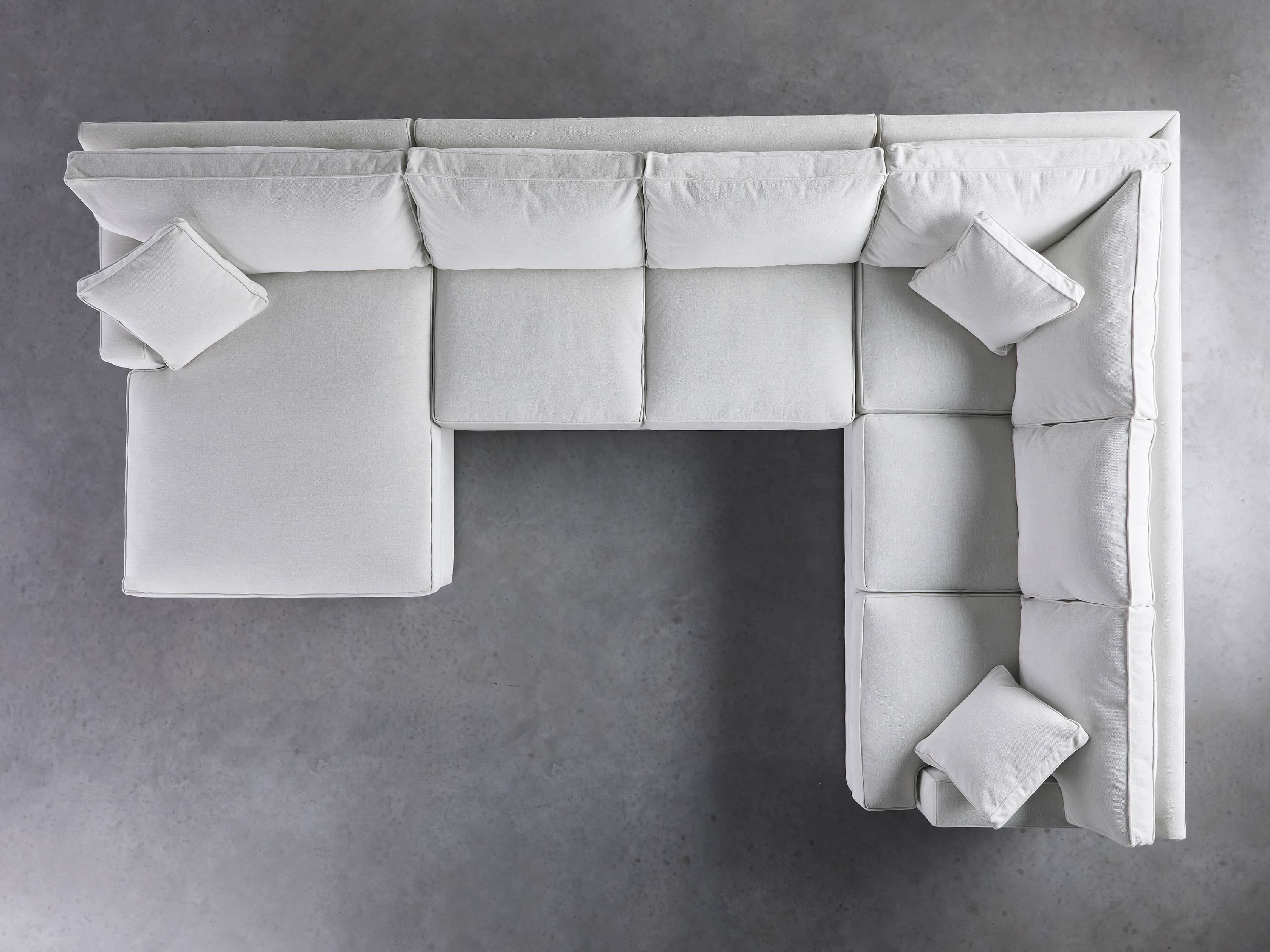 Dune Upholstered 150" Three Piece Right Arm Large Chaise Sectional in Vertual Snow, slide 4 of 6