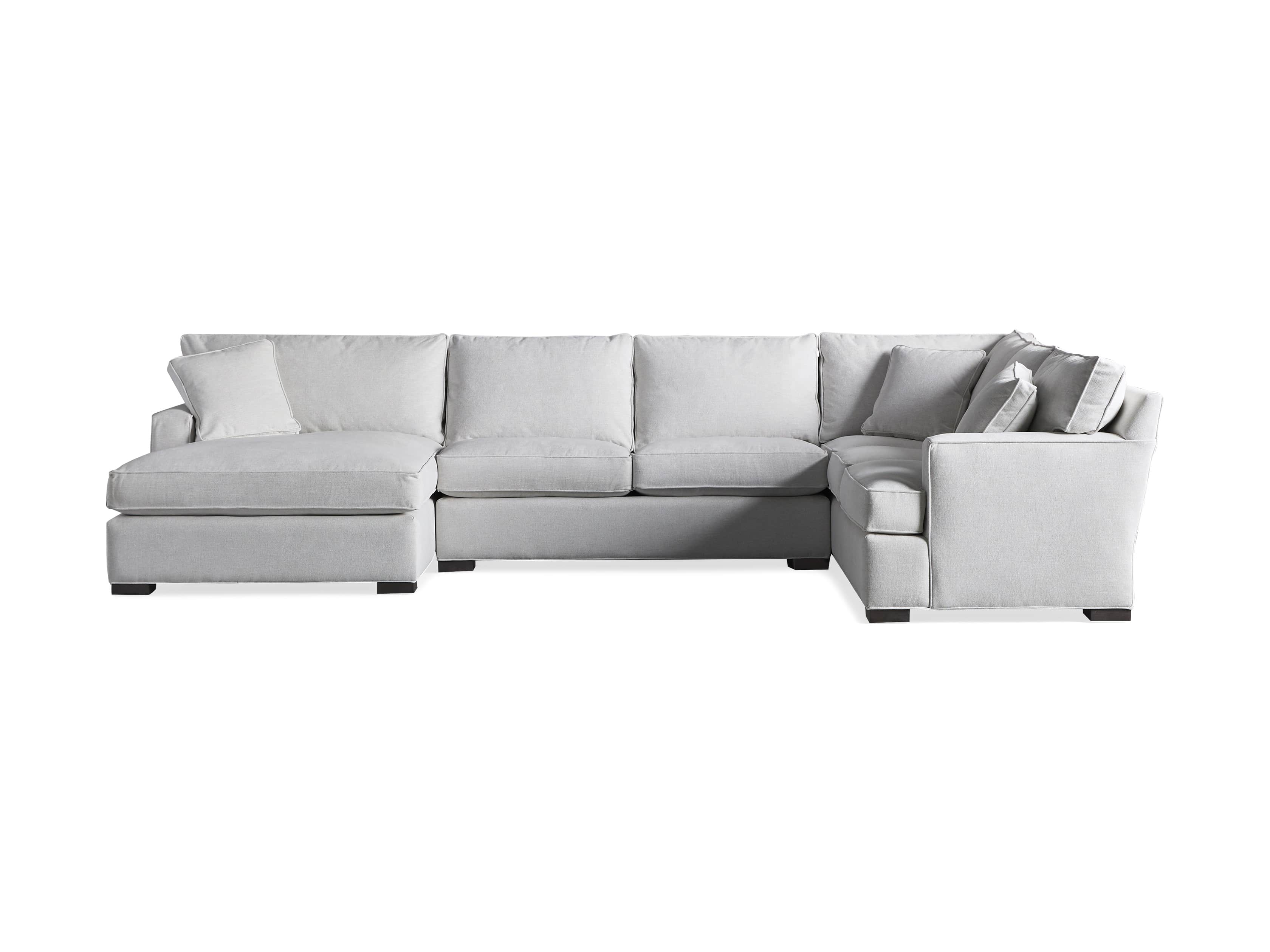 Dune Upholstered 150" Three Piece Right Arm Large Chaise Sectional in Vertual Snow, slide 6 of 6