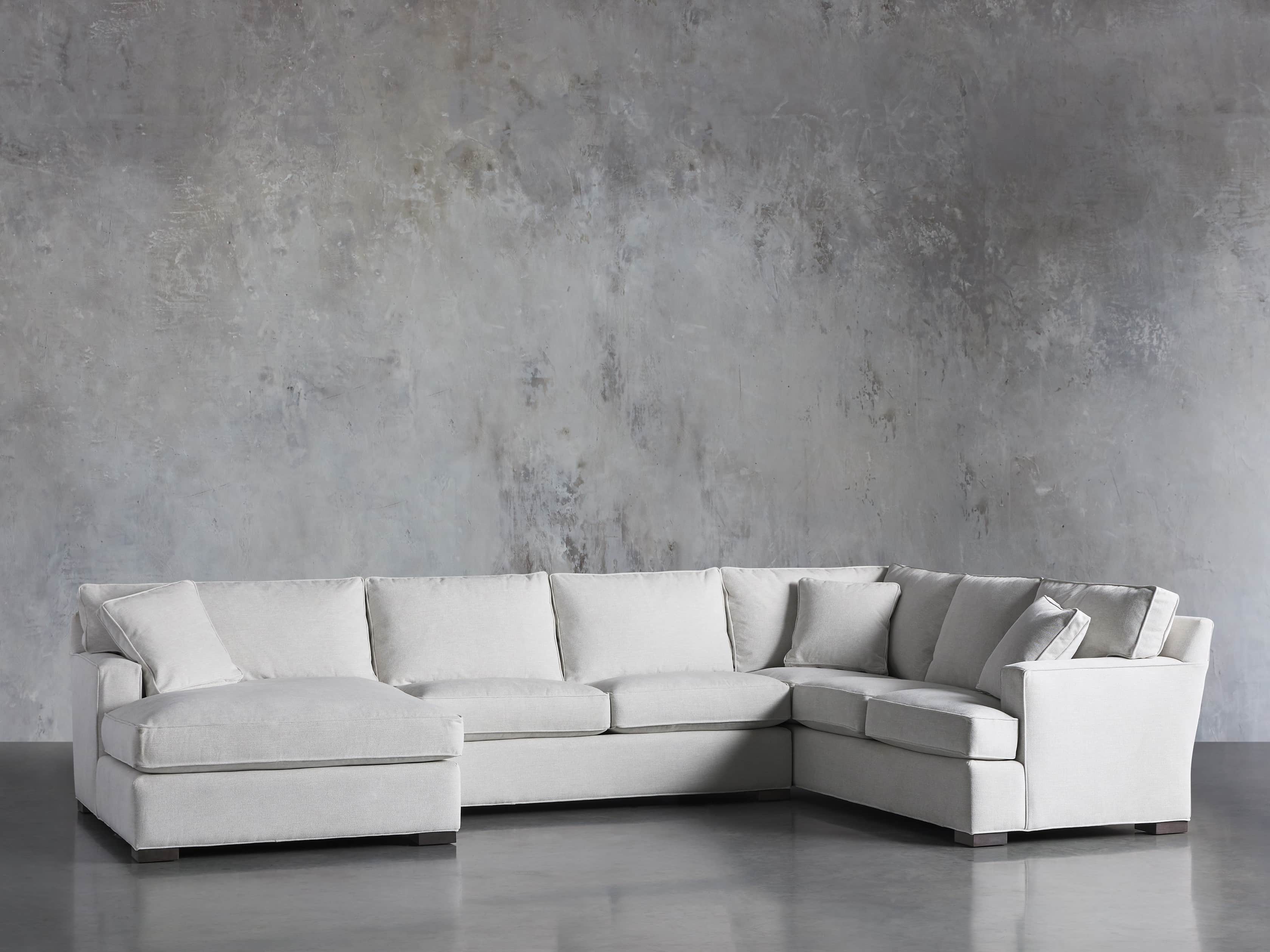 Dune Upholstered 150" Three Piece Right Arm Large Chaise Sectional in Vertual Snow, slide 2 of 6