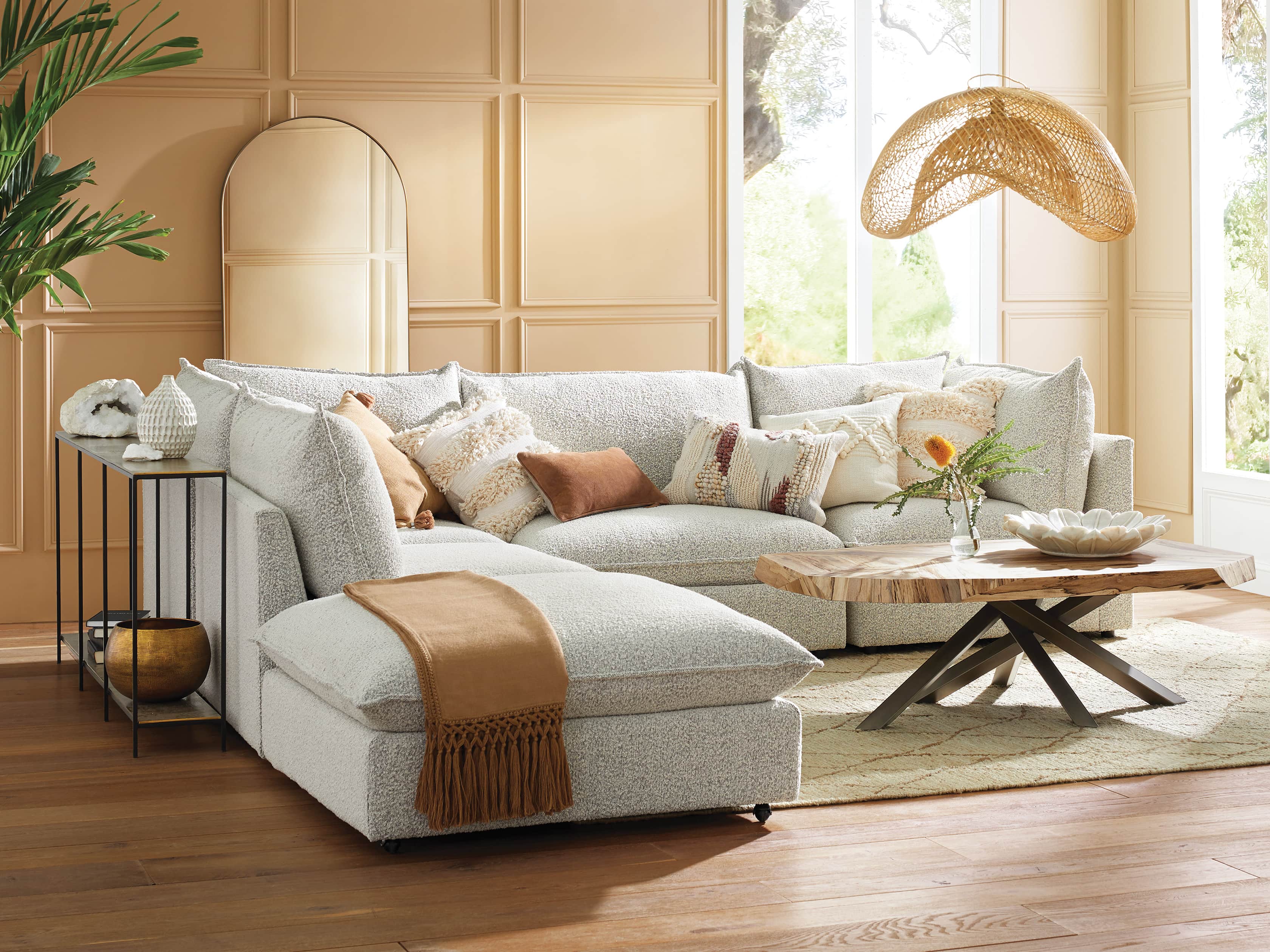 Owen Upholstered Five Piece Reverse Sectional, slide 1 of 9
