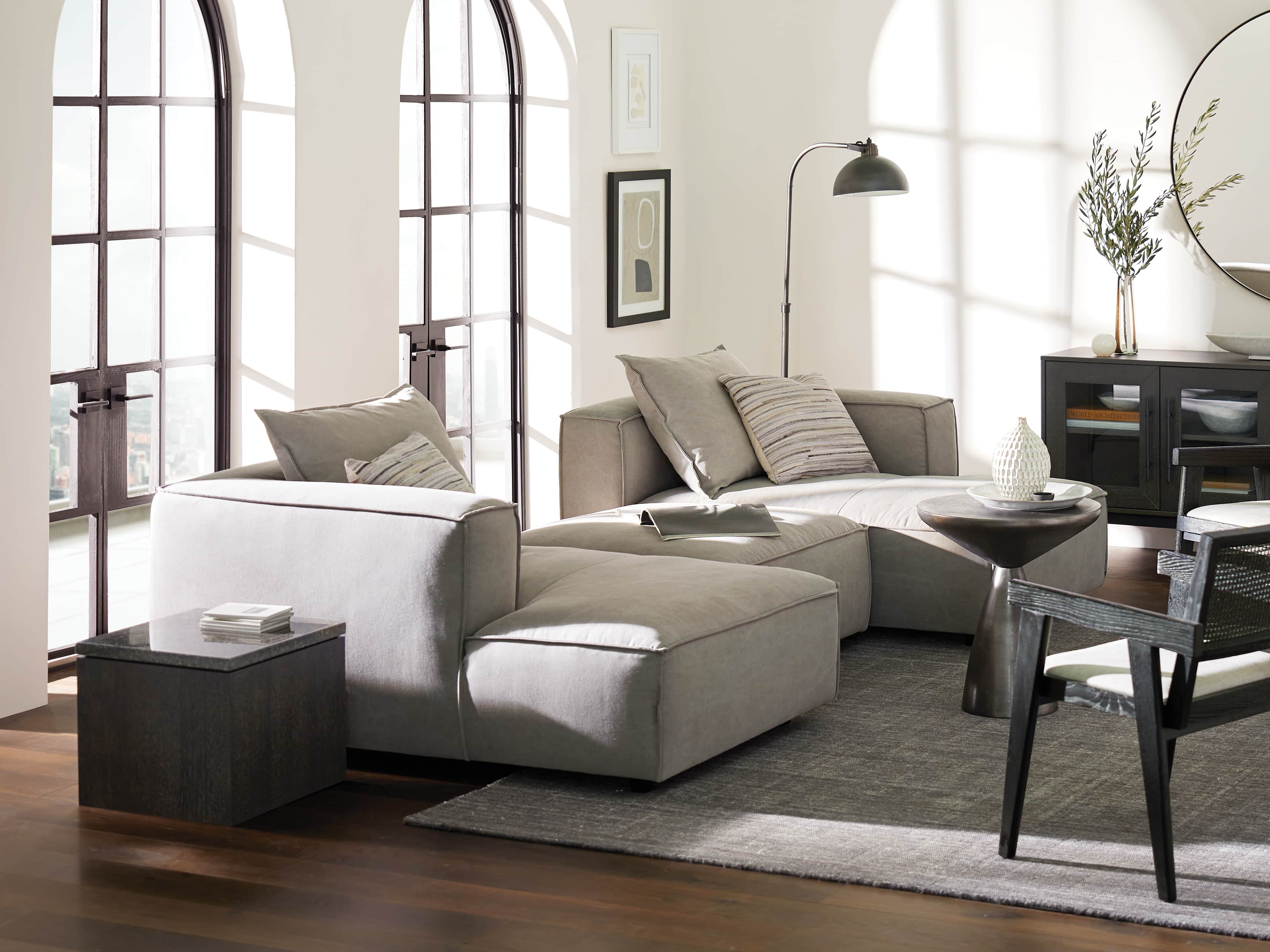 Coburn Upholstered Three Piece Sectional with Chaise, slide 1 of 7