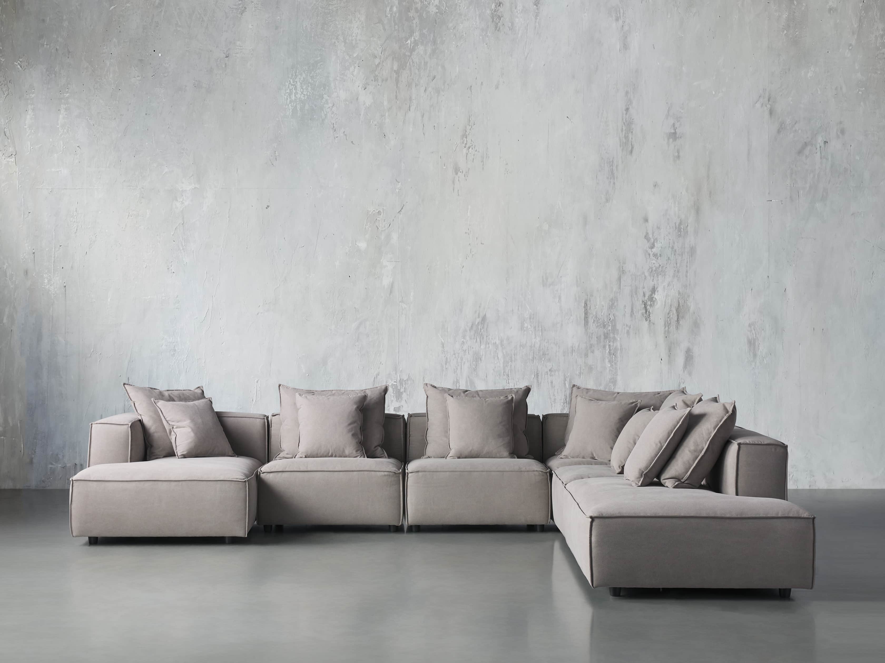 Coburn Upholstered Six Piece Bumper Sectional with Chaise, slide 1 of 6