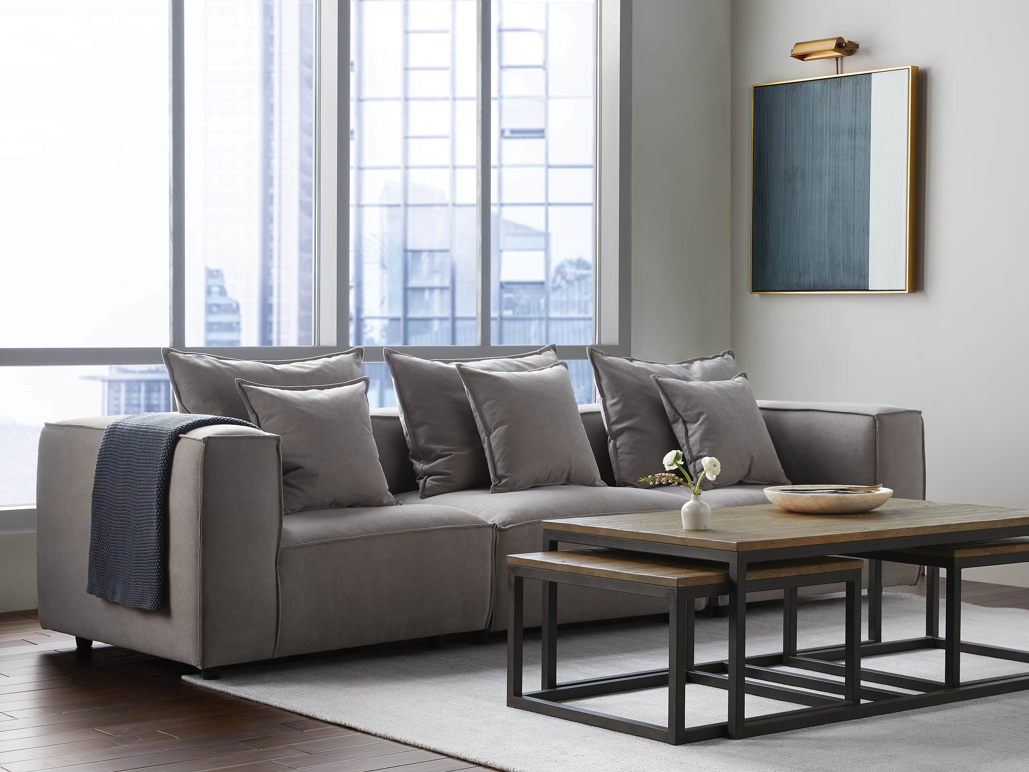 Coburn Upholstered 124" Three Piece Sectional, slide 1 of 8