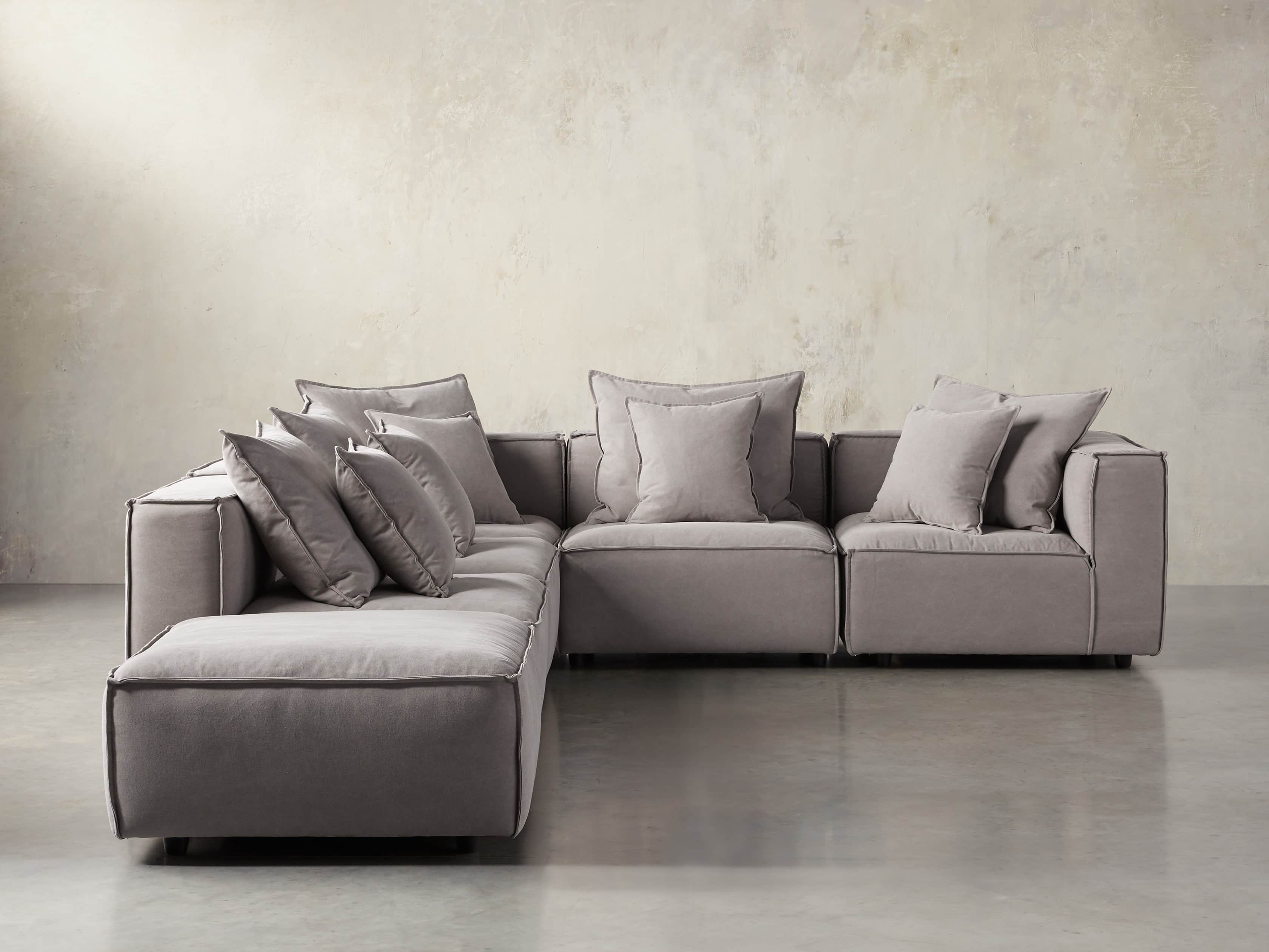 Coburn Upholstered 124" Six Piece Reverse Sectional in Capricorn Grey, slide 3 of 7