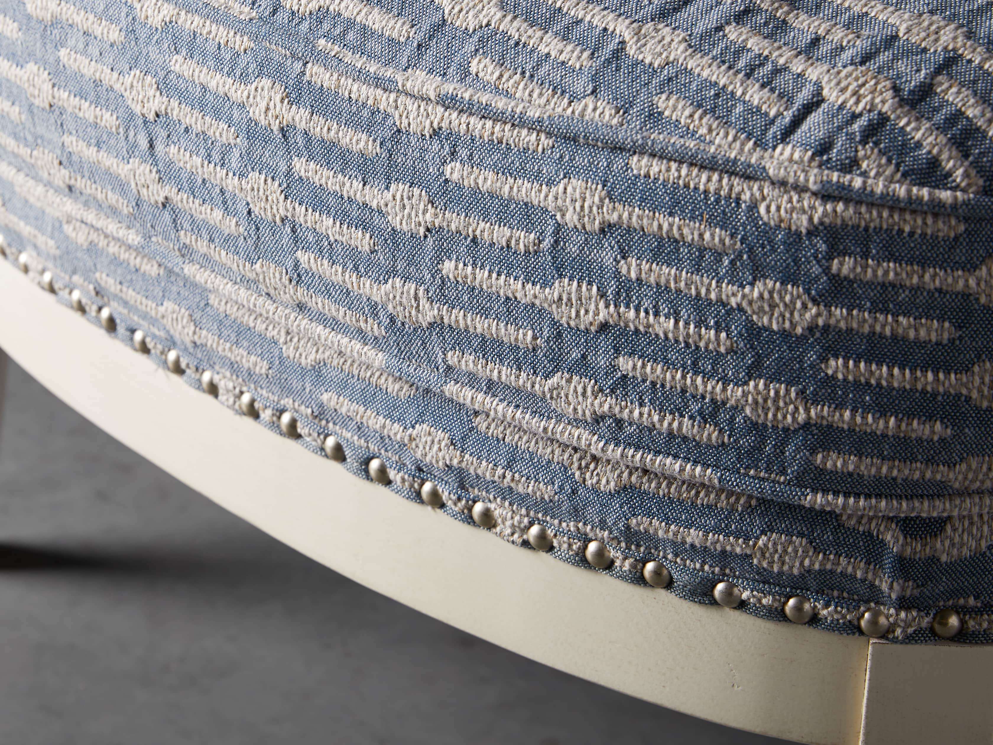 Portsmouth Upholstered 29" Ottoman in Dusty Blue Geo, slide 4 of 7