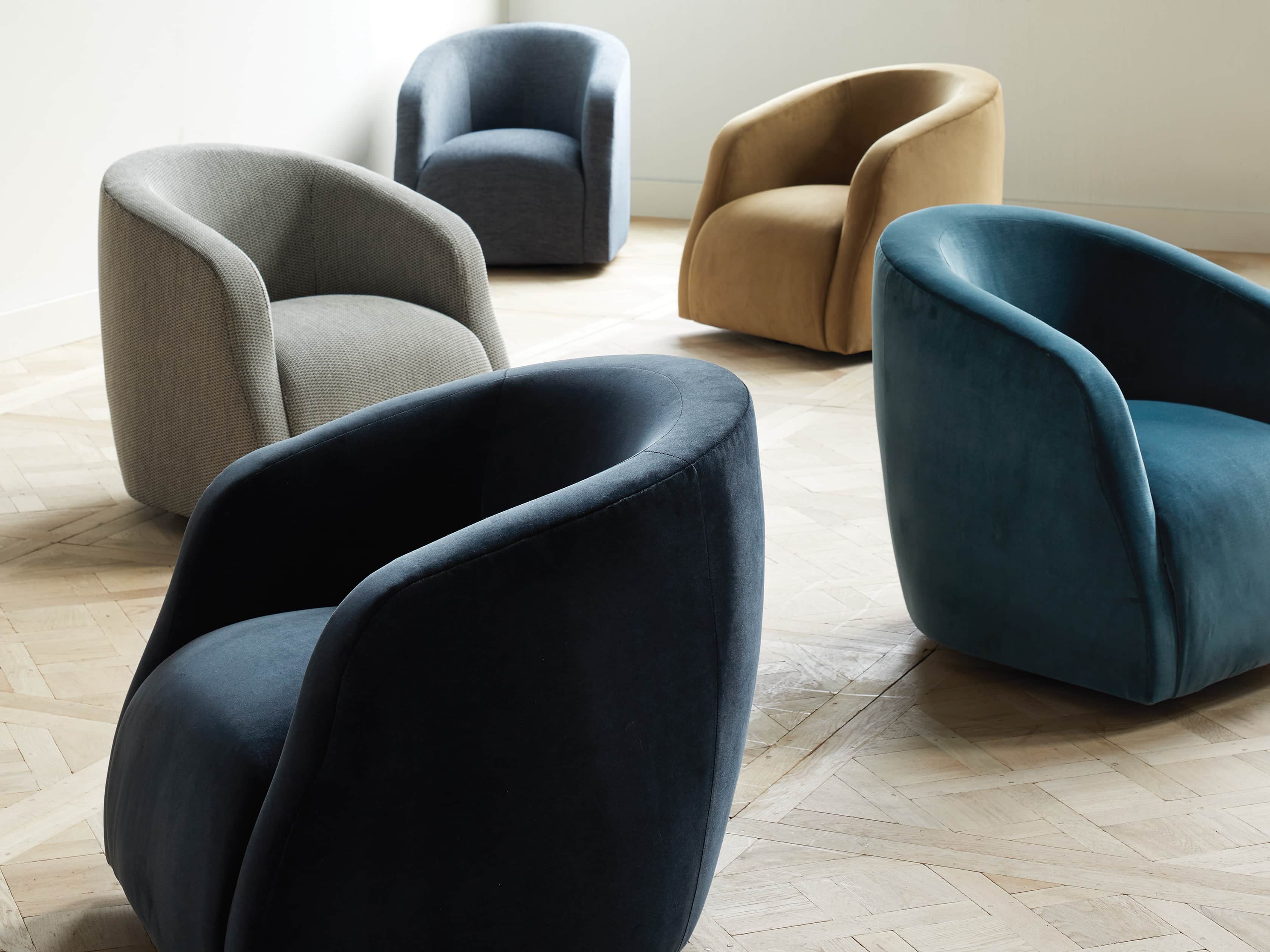 Merrill Upholstered 31" Swivel Chair in Cuddle Natural, slide 1 of 12
