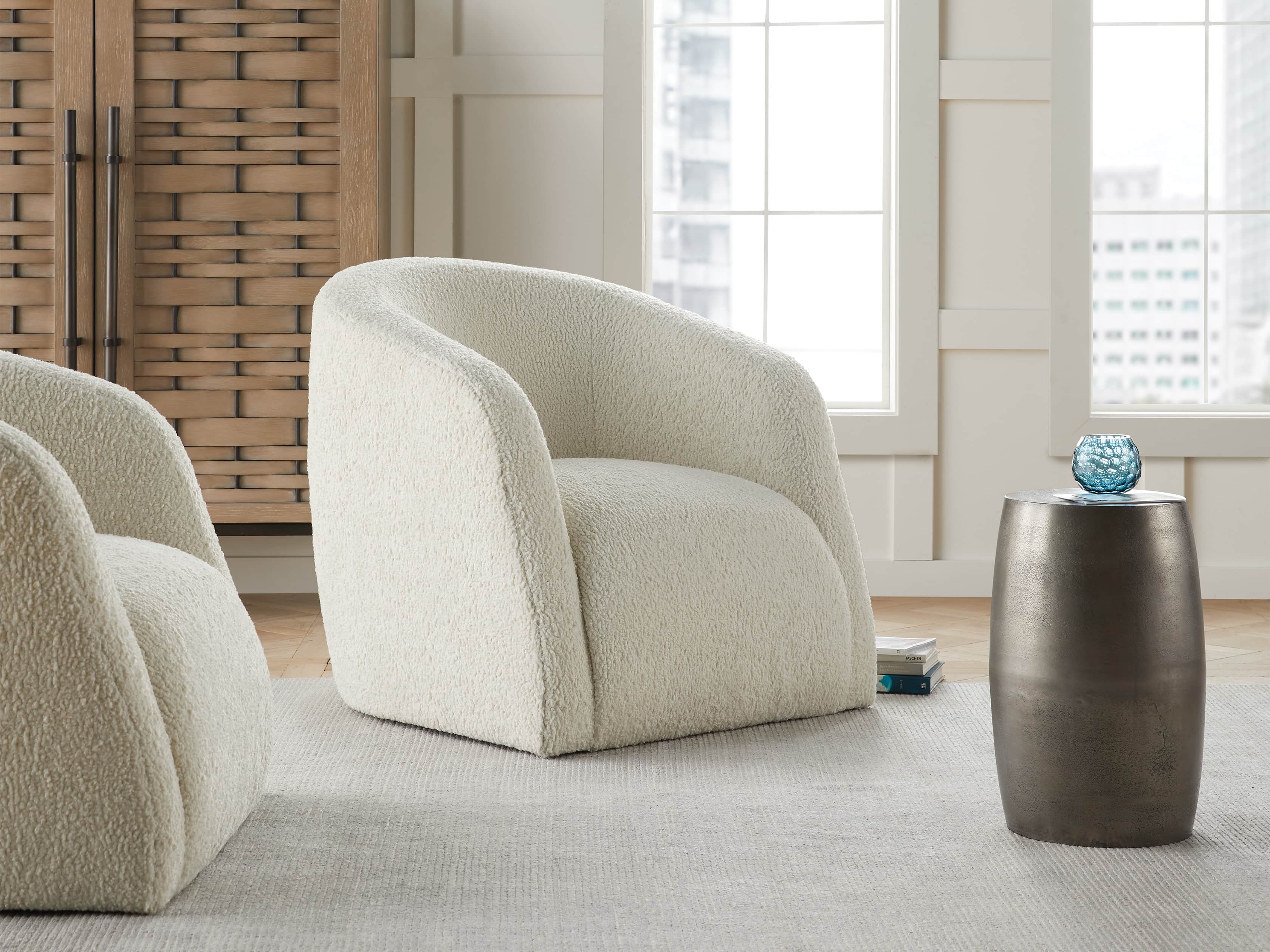 Merrill Upholstered 31" Swivel Chair in Cuddle Natural, slide 7 of 12