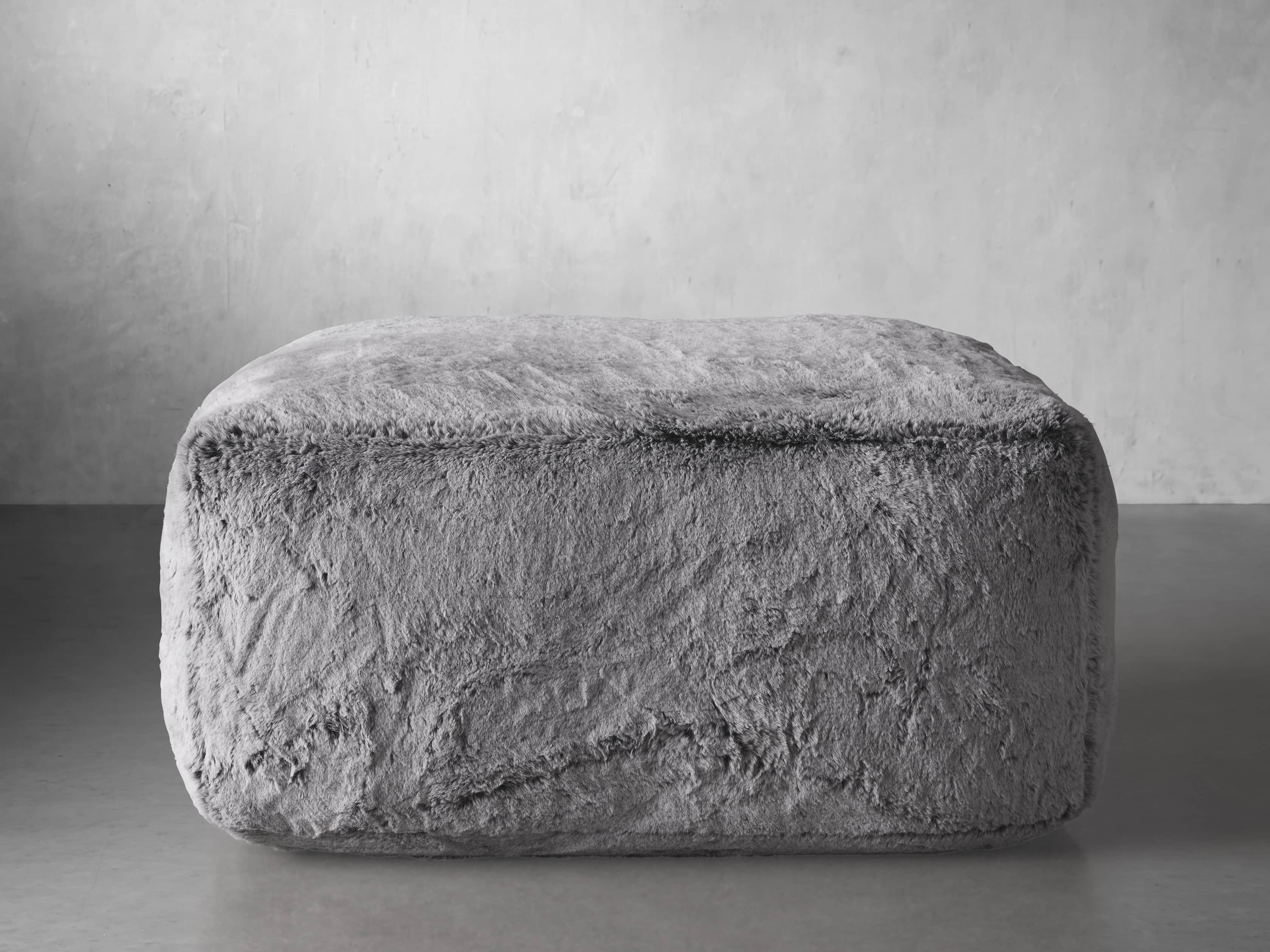 Snugg Faux Fur 36" Ottoman in Grizzly Grey, slide 1 of 6
