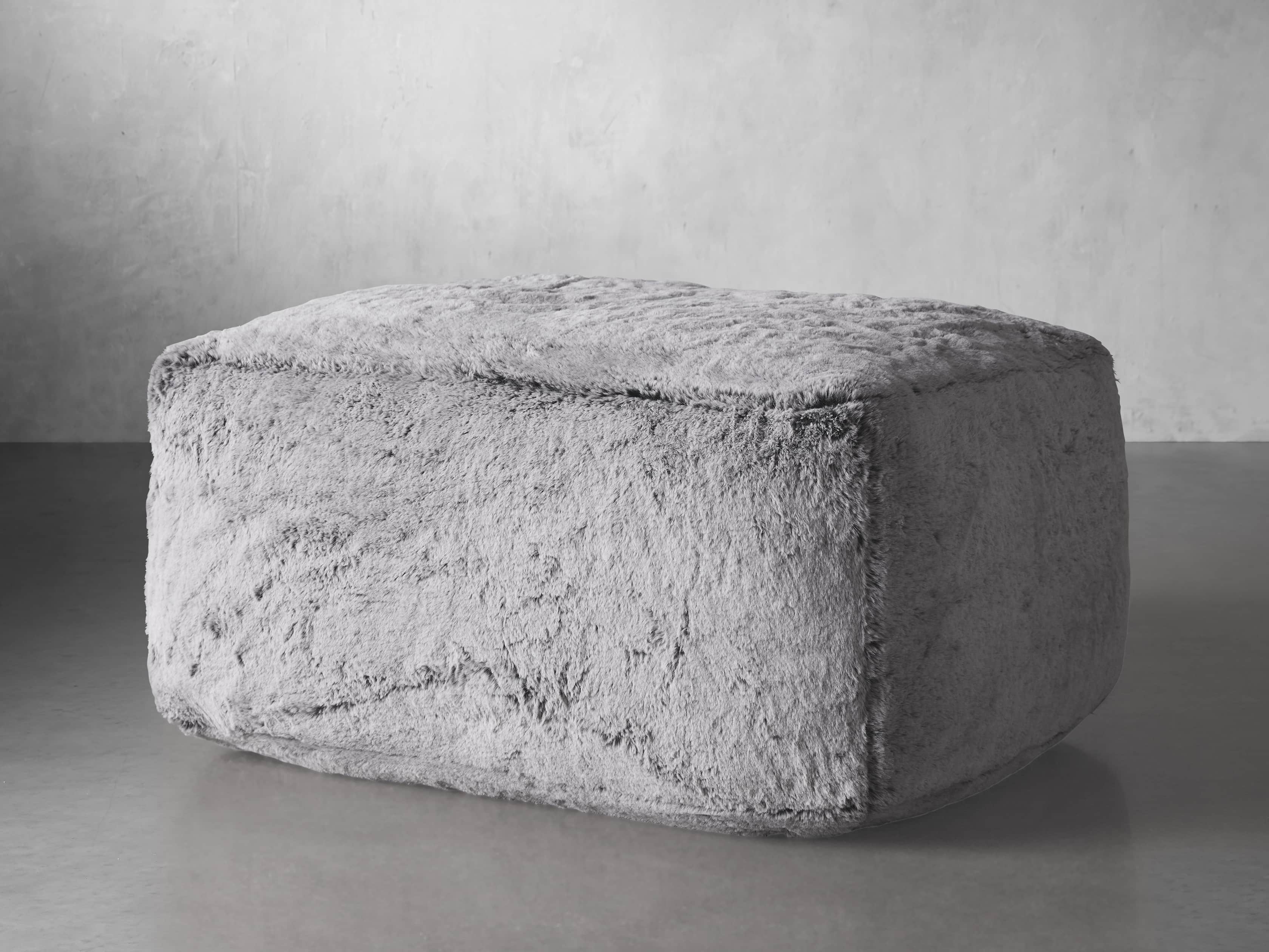 Snugg Faux Fur 36" Ottoman in Grizzly Grey, slide 2 of 6