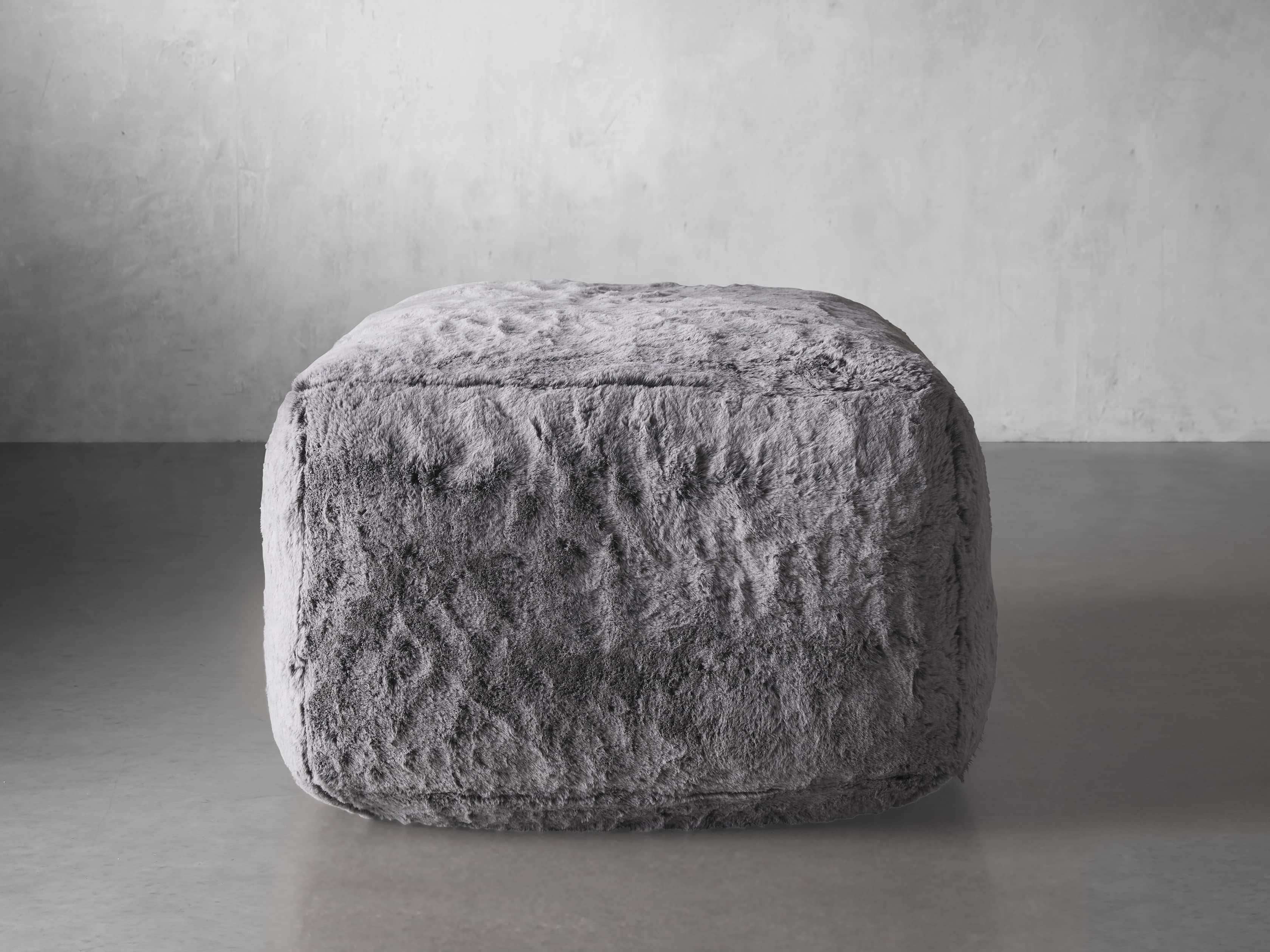 Snugg Faux Fur 36" Ottoman in Grizzly Grey, slide 3 of 6