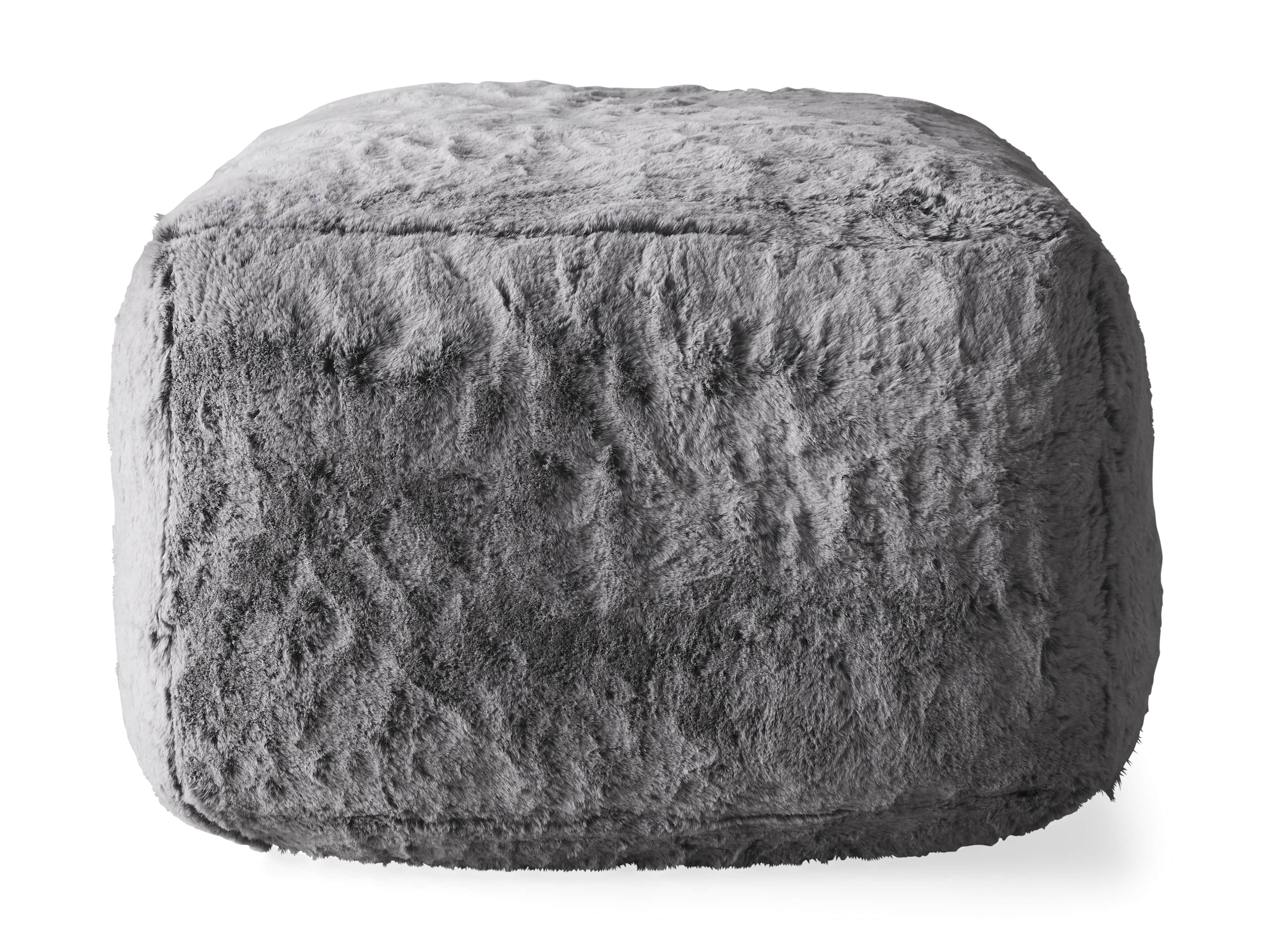 Snugg Faux Fur 36" Ottoman in Grizzly Grey, slide 6 of 6