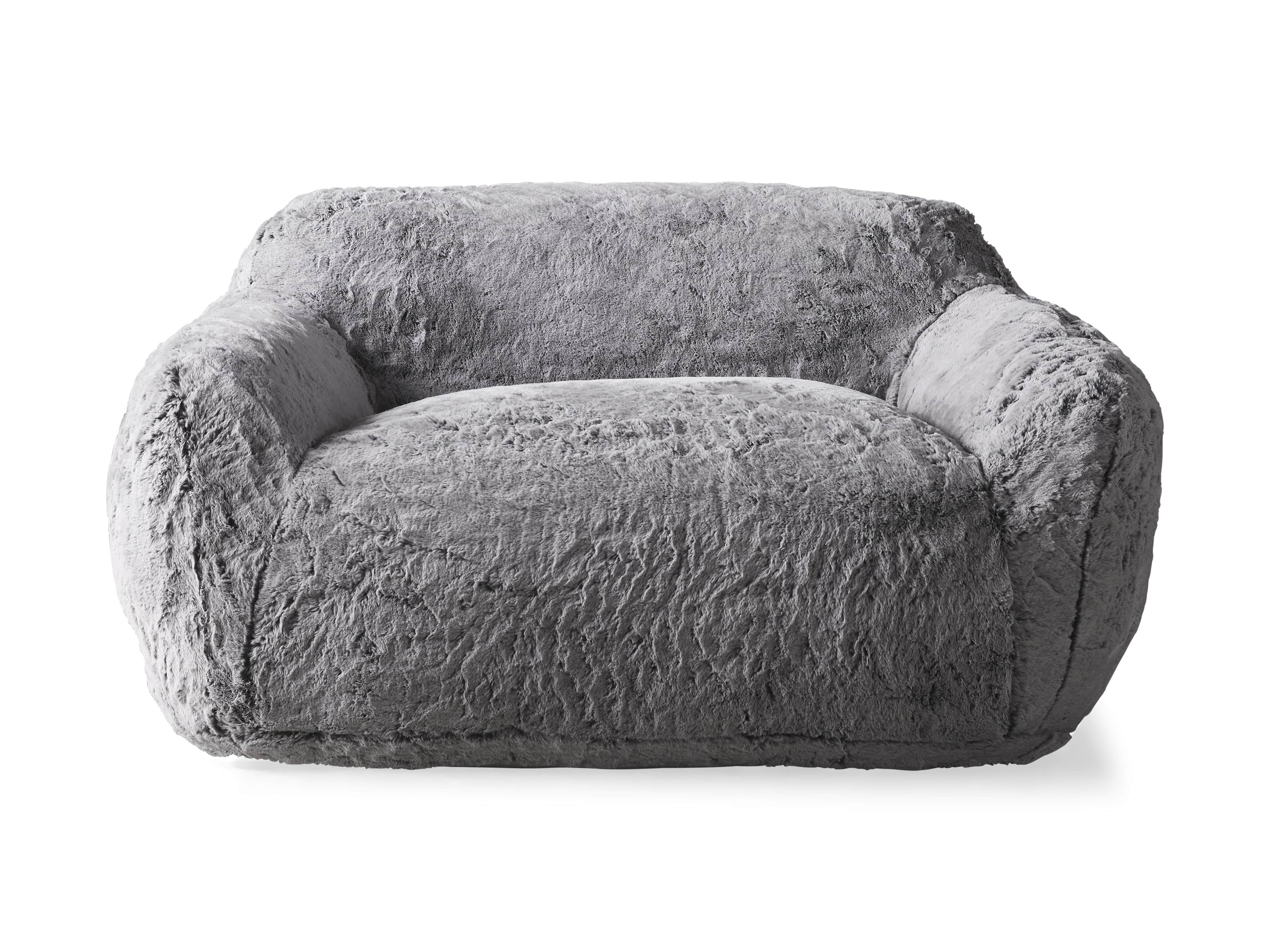 Snugg Faux Fur 60" Loveseat in Grizzly Grey, slide 6 of 7