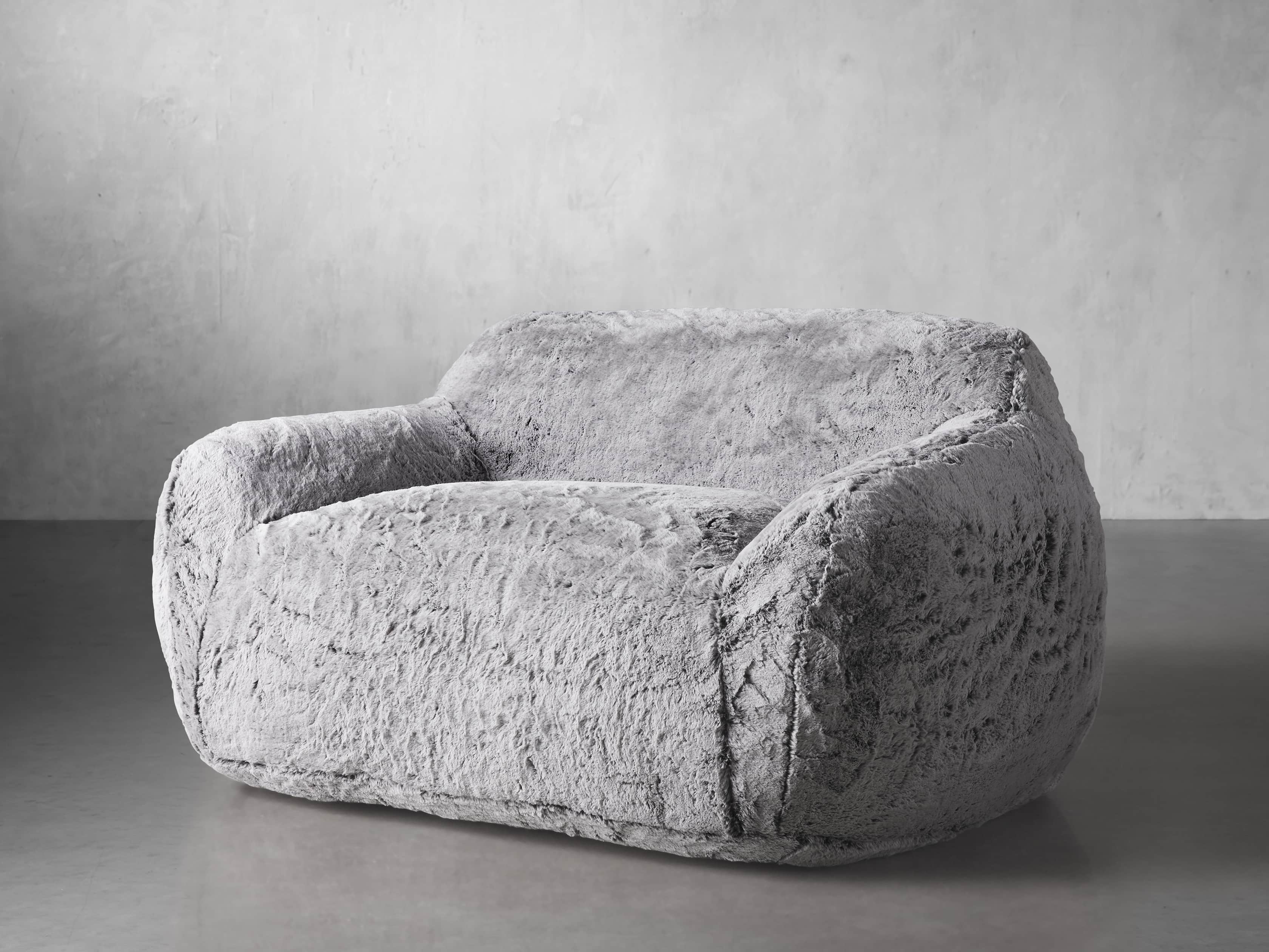 Snugg Faux Fur 60" Loveseat in Grizzly Grey, slide 2 of 7