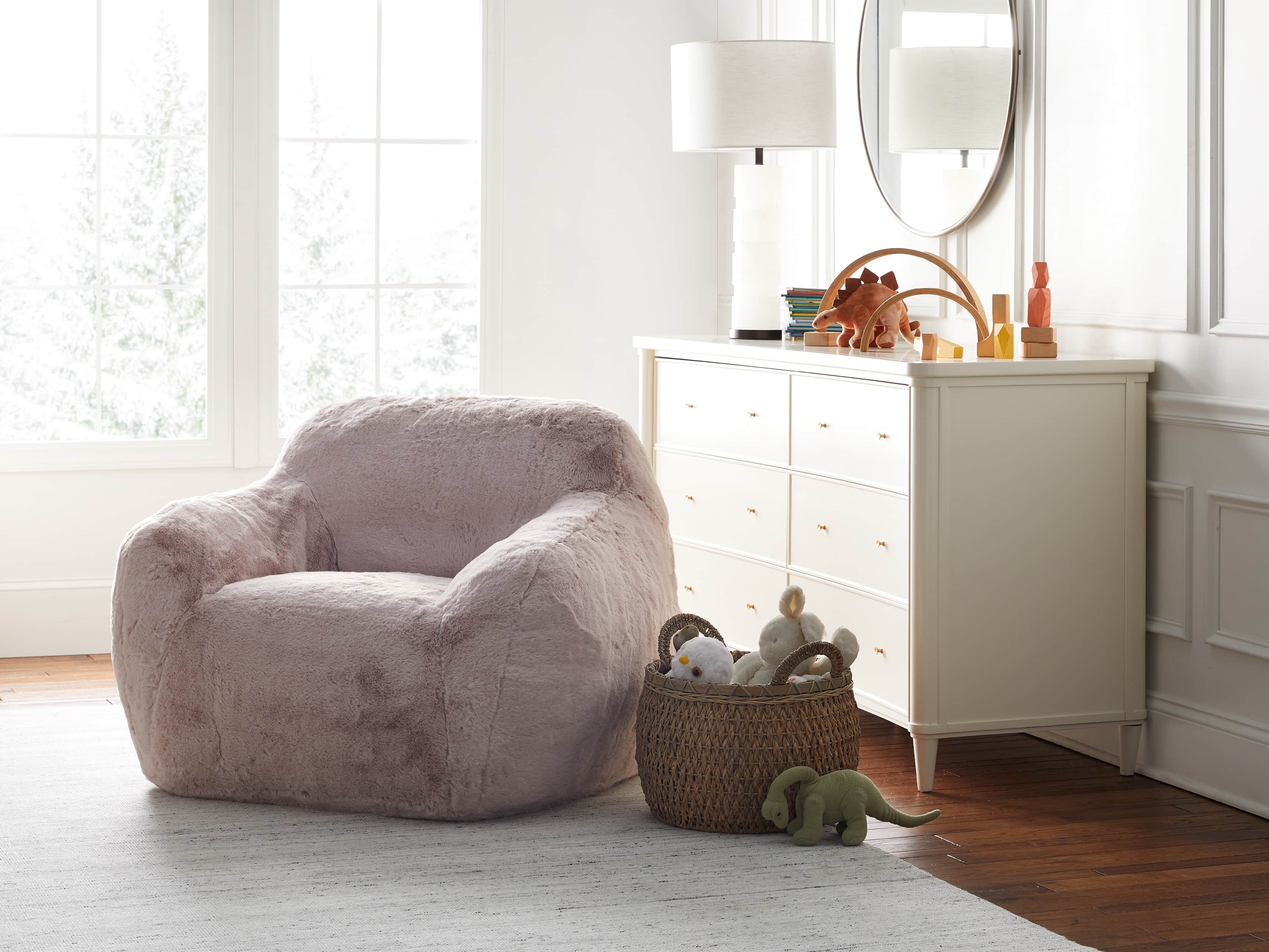 Snugg Faux Fur 46" Chair in Big Bear Pink, slide 1 of 10
