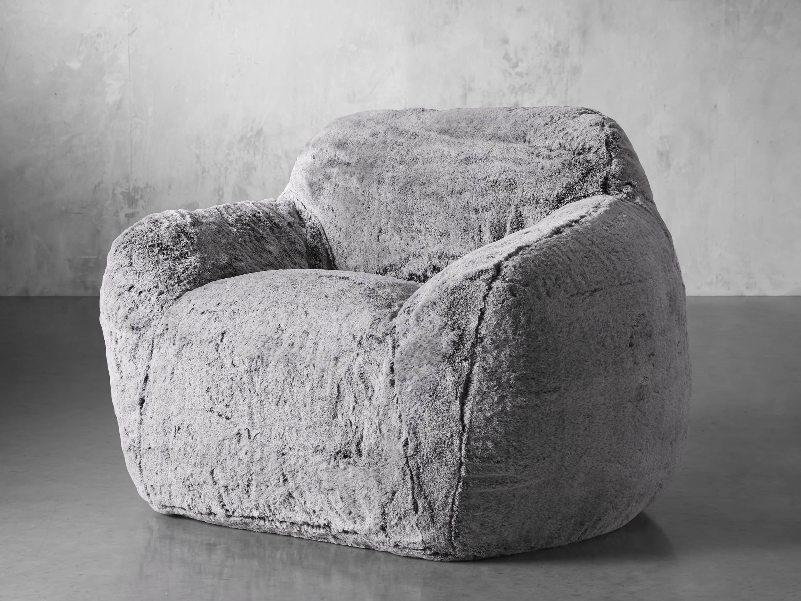 Snugg Faux Fur 46" Chair in Grizzly Grey, slide 3 of 9