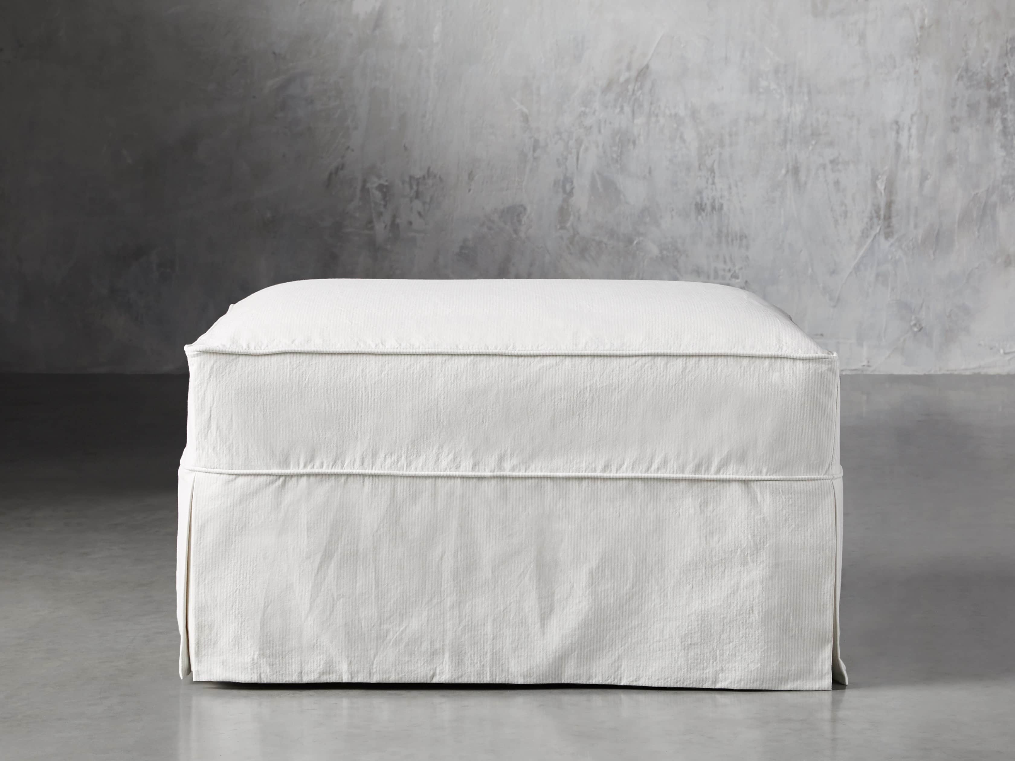 Baldwin Slipcovered 32" Ottoman