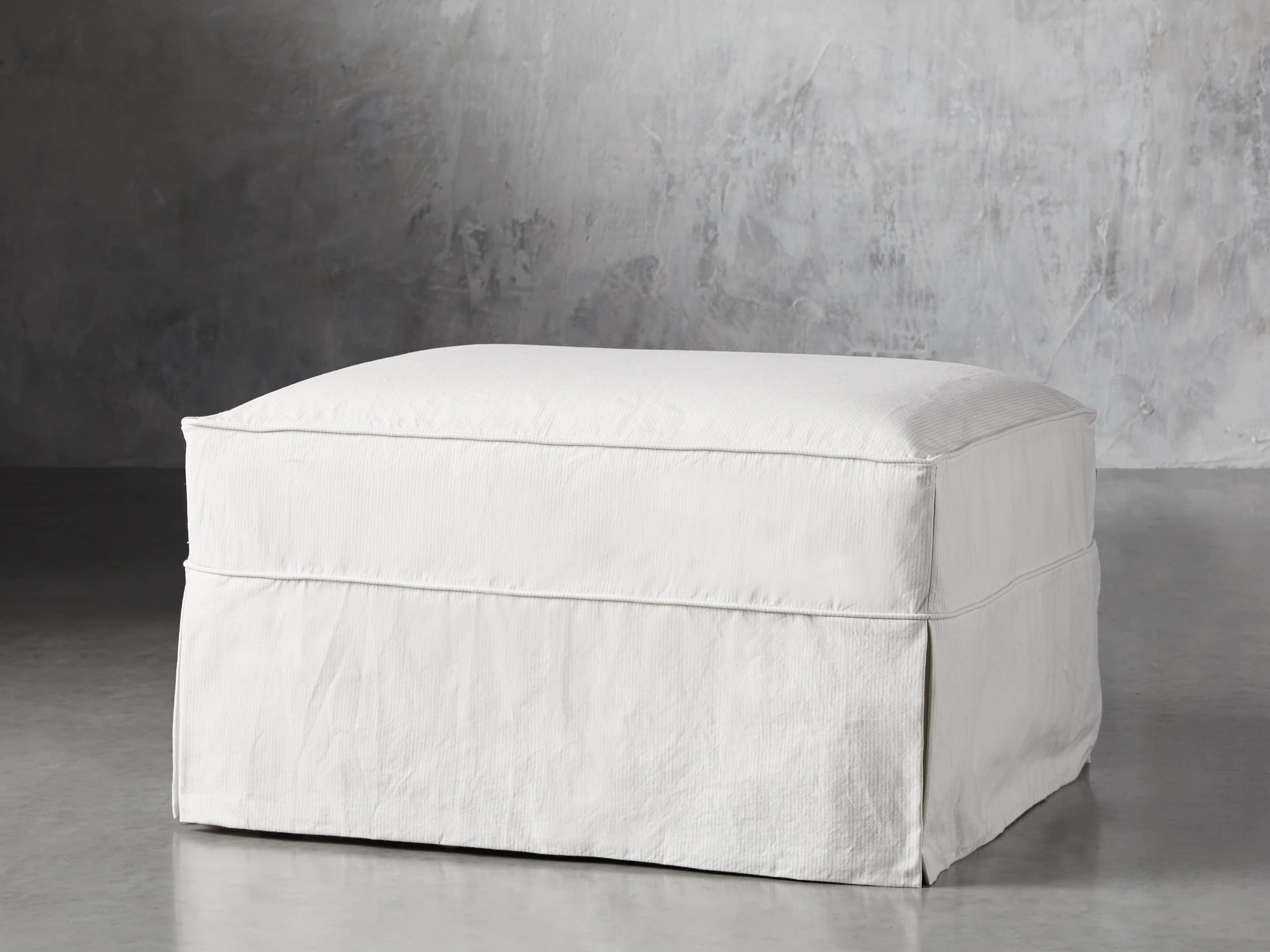 Baldwin Slipcovered 32" Ottoman