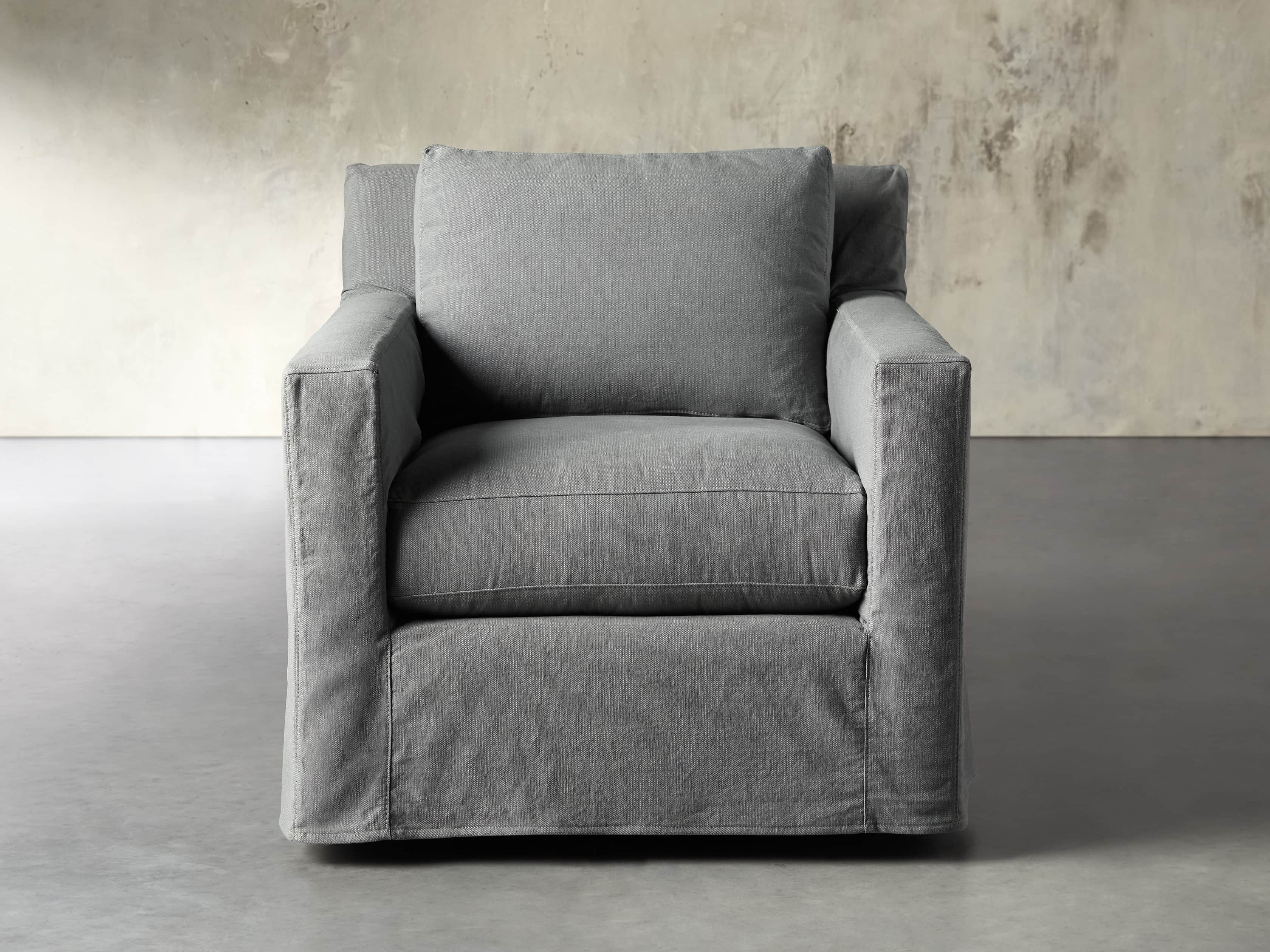Monroe Slipcovered 35" Swivel Chair
