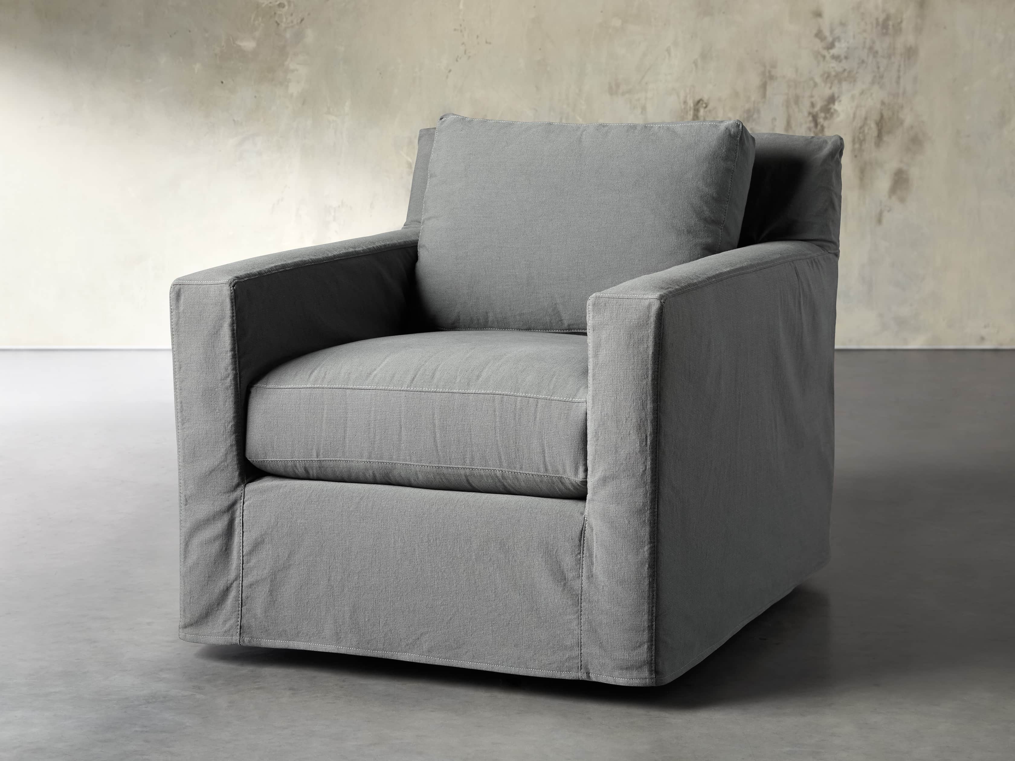 Monroe Slipcovered 35" Swivel Chair