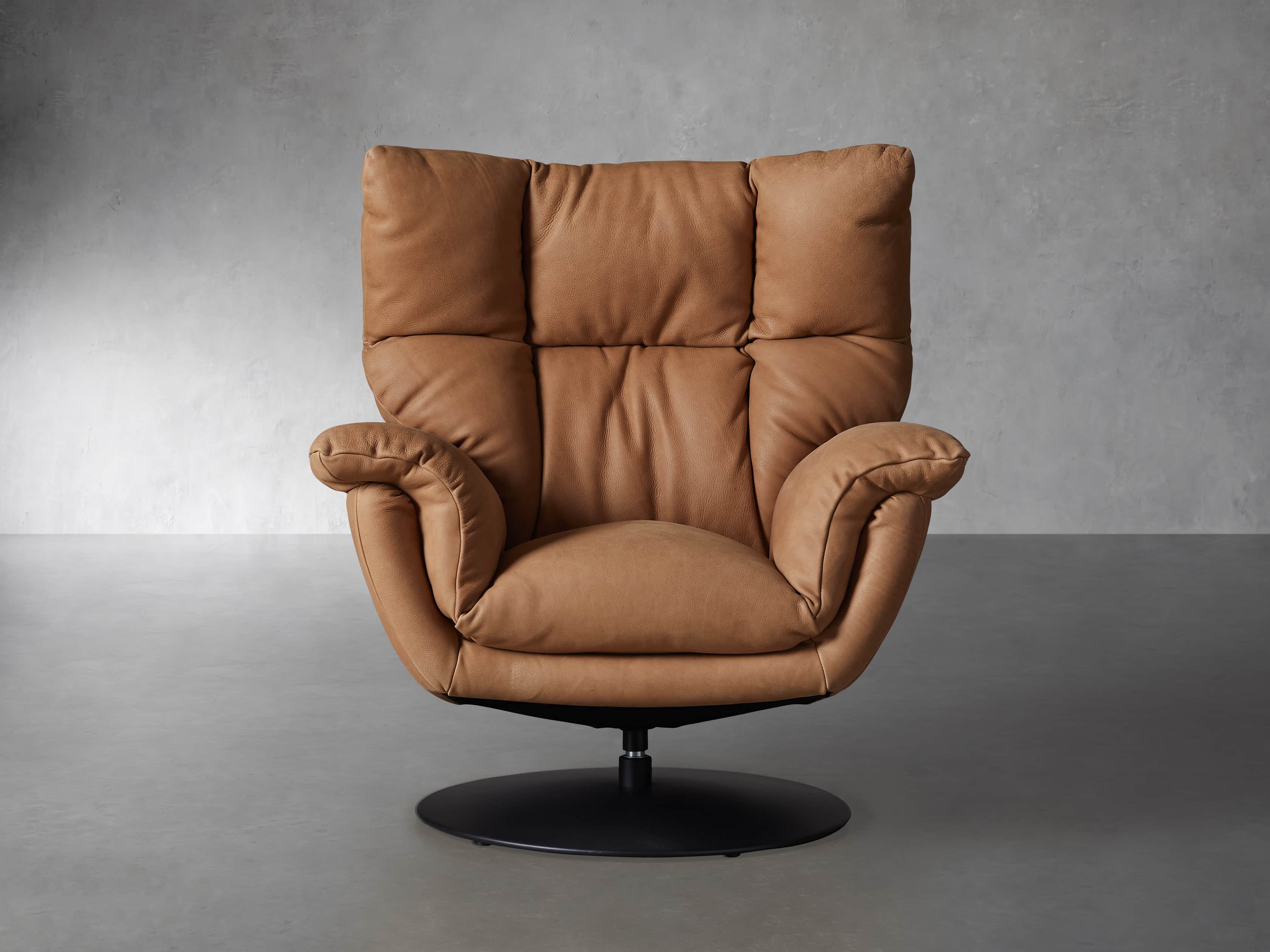 View the Deacon Leather Swivel Recliner | Variant: BURNHAM CAMEL