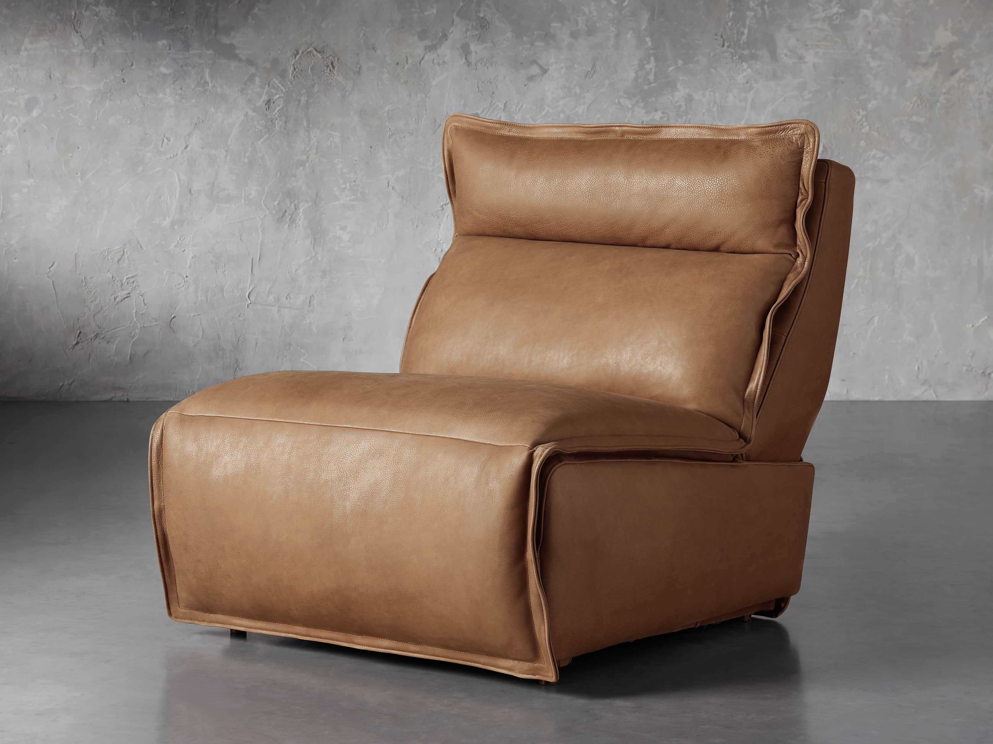 Rowland Leather 34" Armless Motion Chair in Burnham Camel, slide 2 of 8