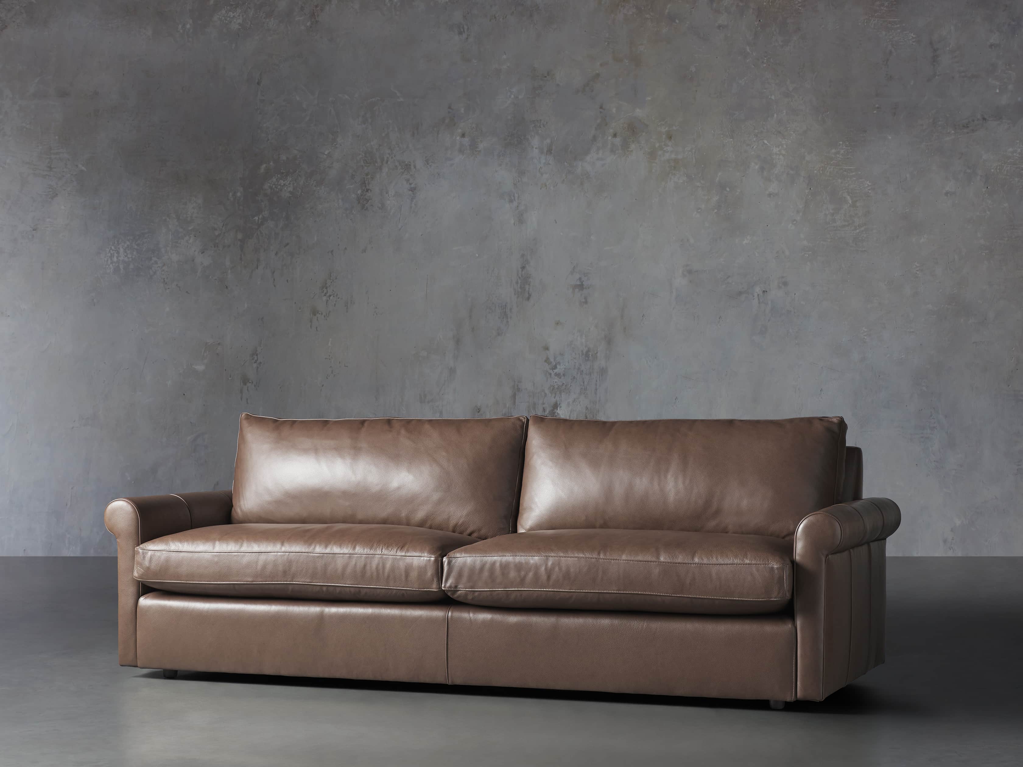 Kipton Leather Rolled Arm Sofa | Arhaus