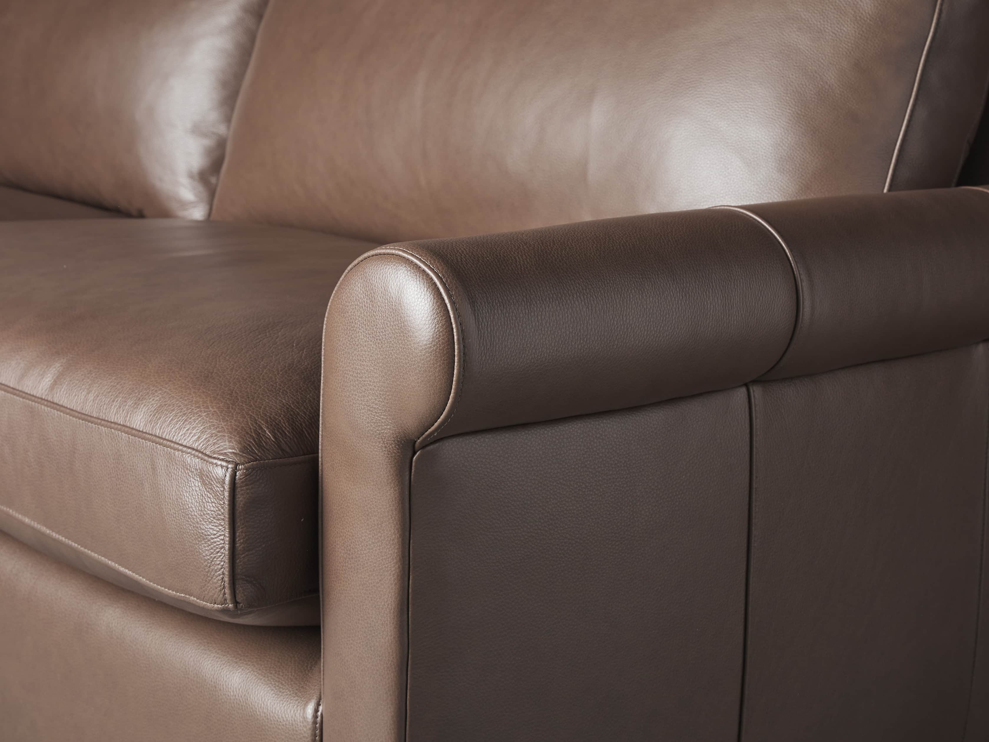 arhaus brown leather sofa