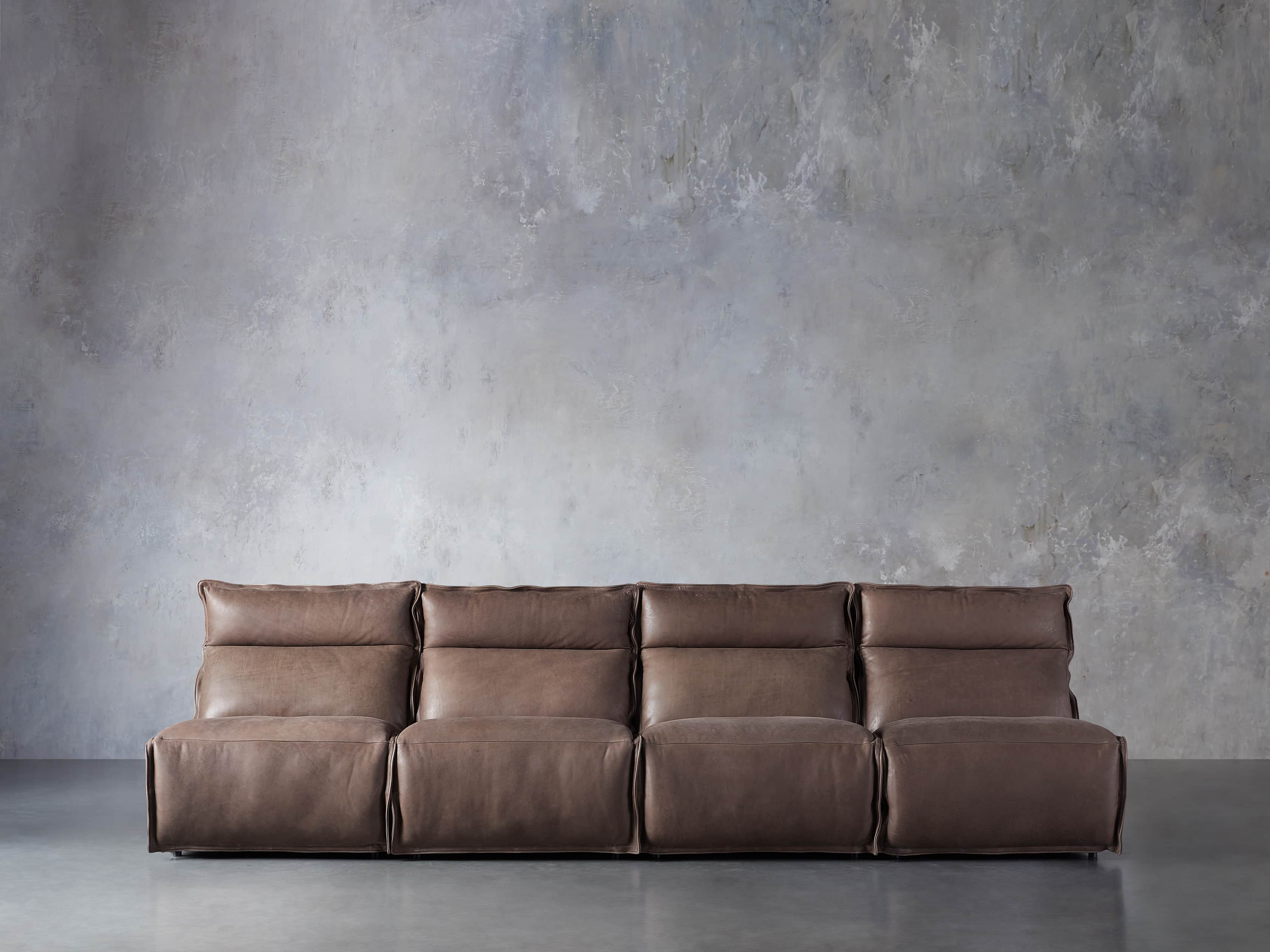 Rowland Leather Four Piece Sectional in Burnham Chocolate, slide 1 of 8