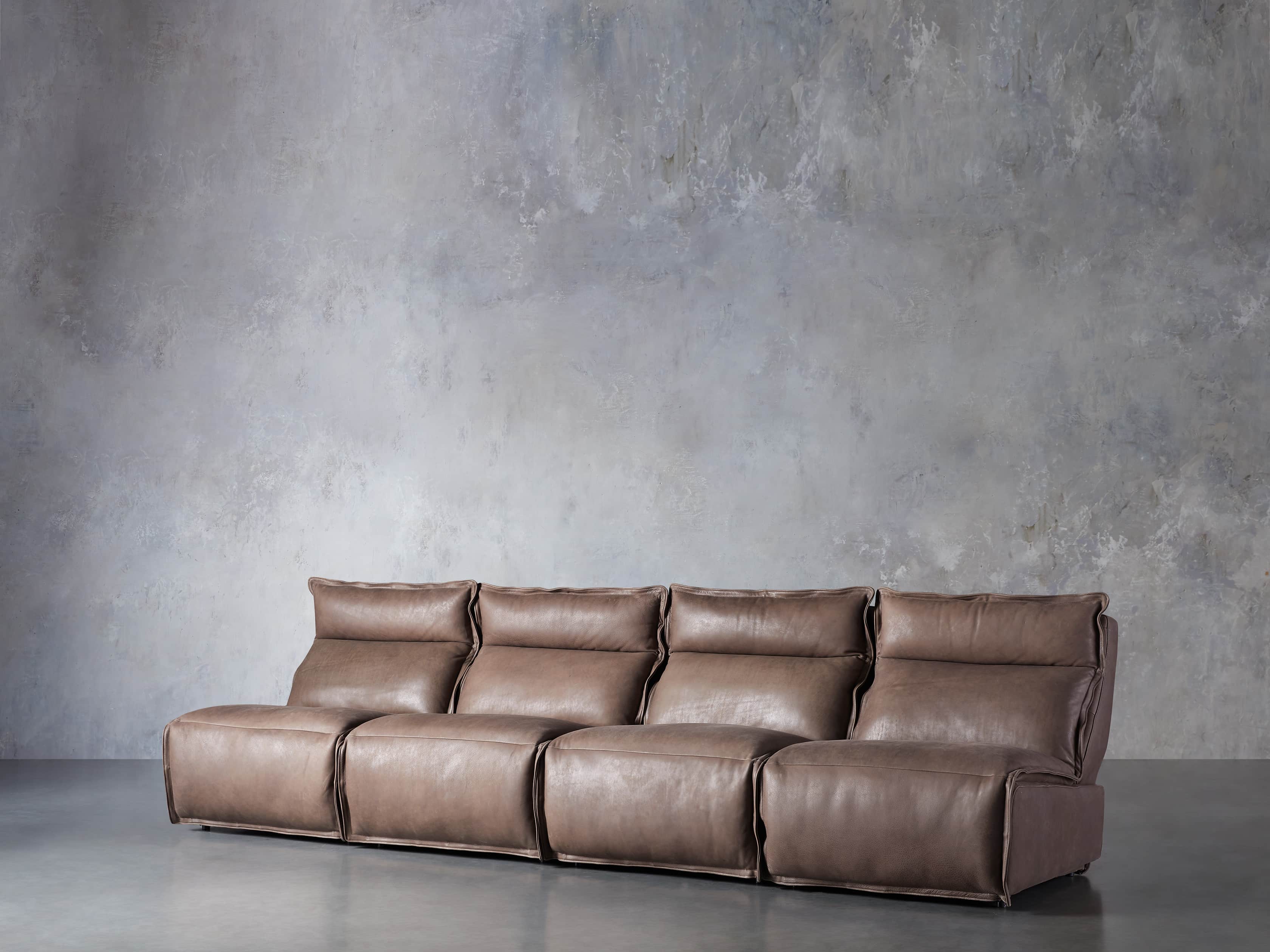 Rowland Leather Four Piece Sectional in Burnham Chocolate, slide 2 of 8